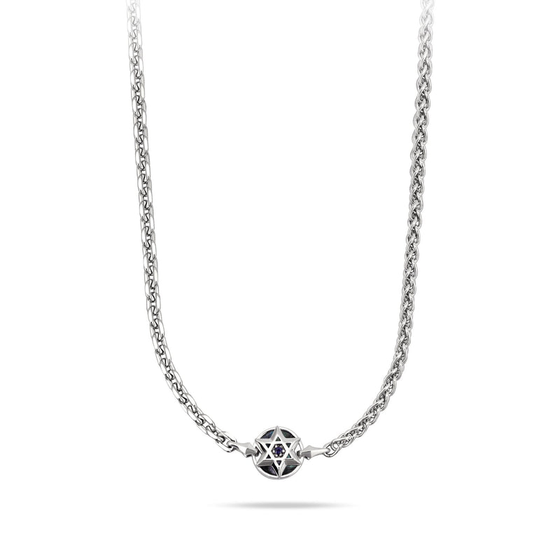 Sapphire Black Mother of Pearl Hexagram Necklace