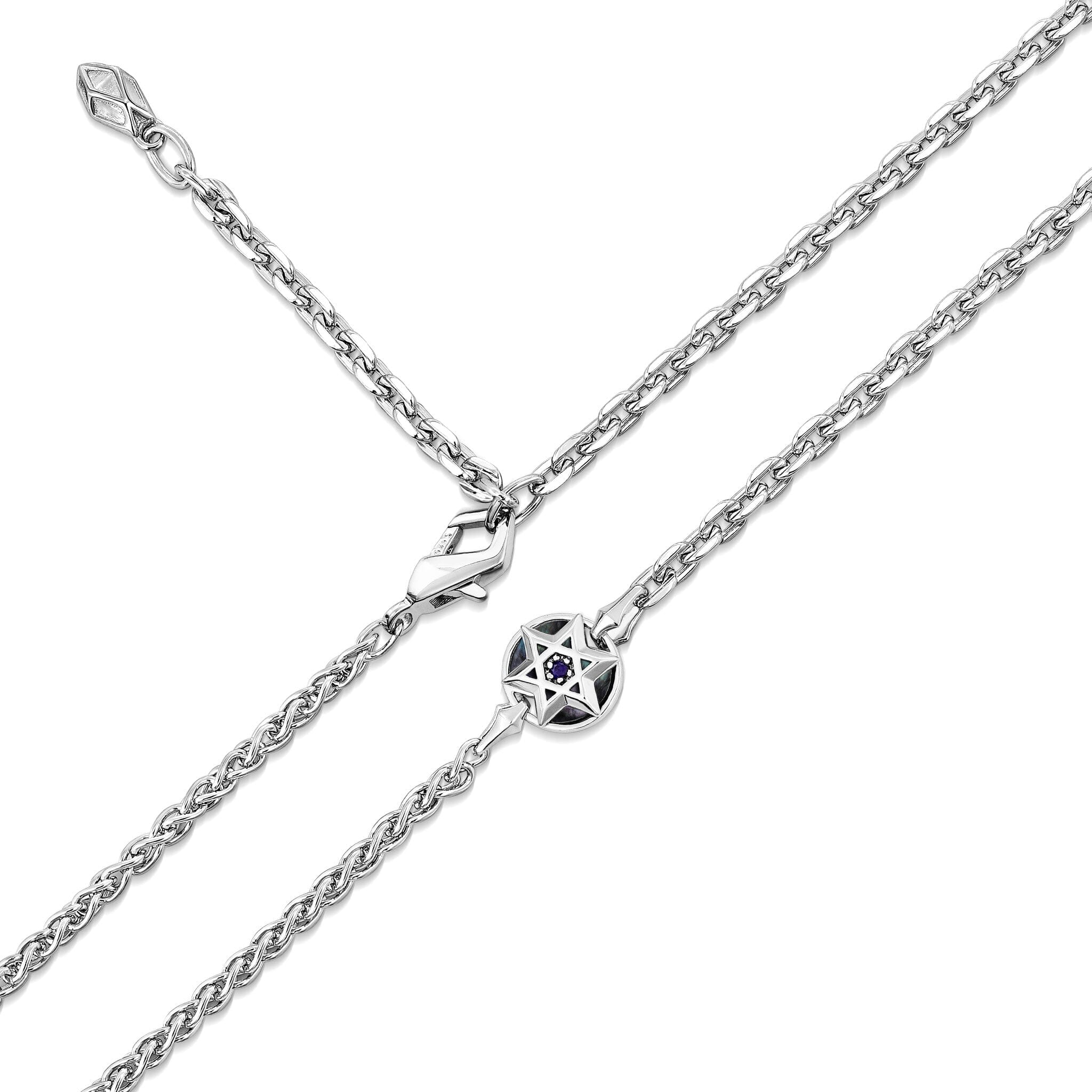 Sapphire Black Mother of Pearl Hexagram Necklace Necklaces AWNL 