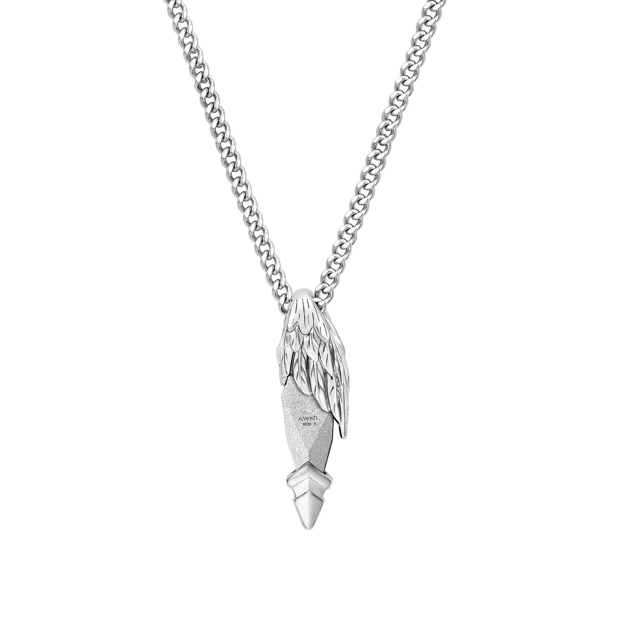 Seraph Wing Silver Obsidian Mini Necklace Necklaces AWNL 
