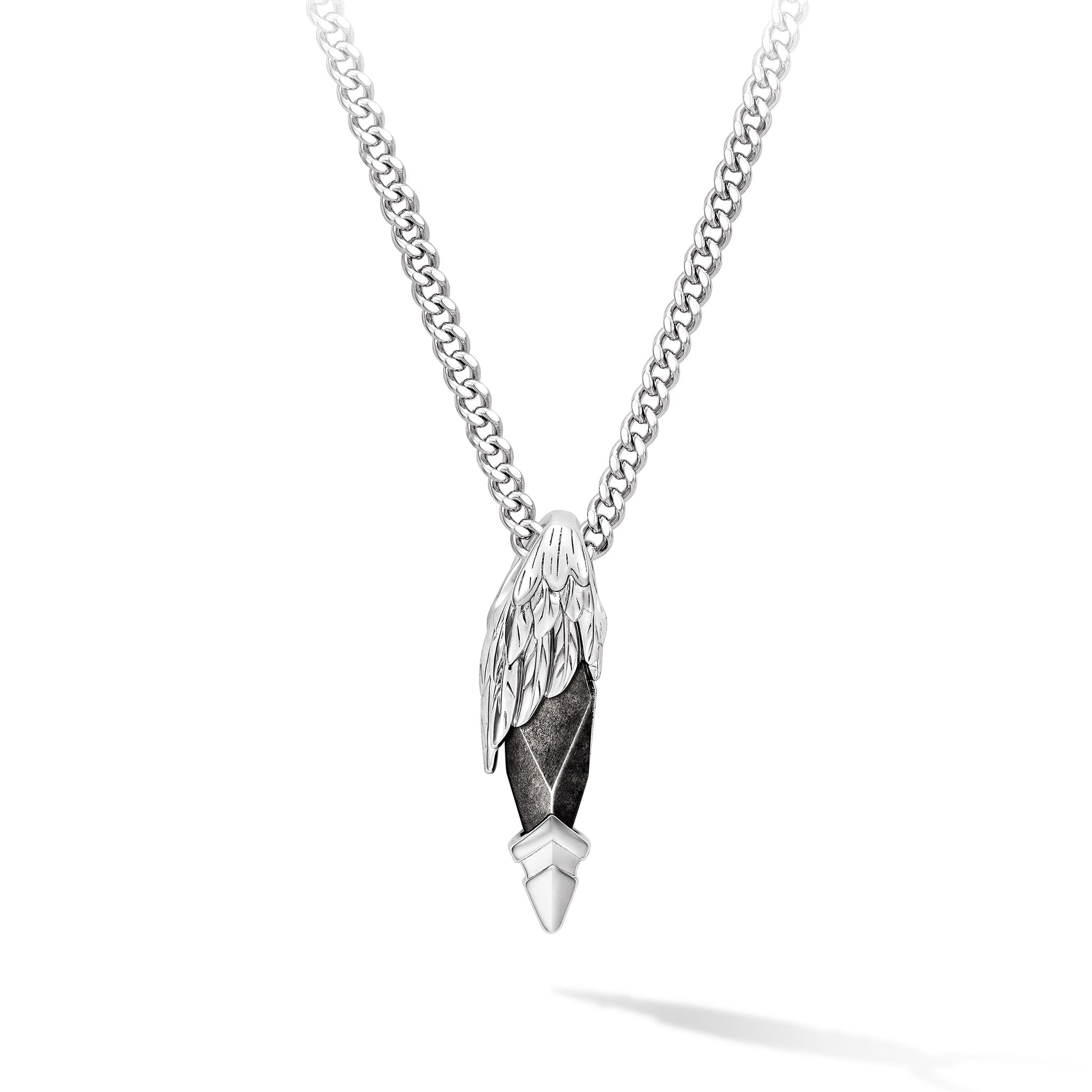 Seraph Wing Silver Obsidian Mini Necklace Necklaces AWNL F 