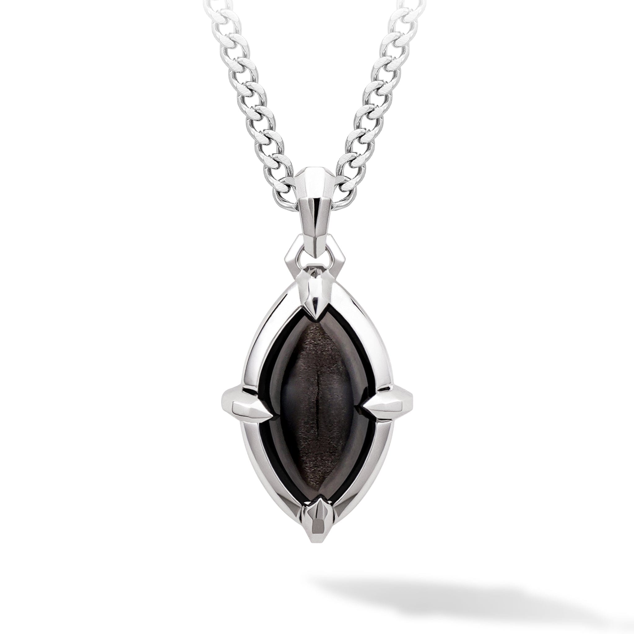 Silver Obsidian Vision Necklace Necklaces AWNL Stainless Set 55cm 