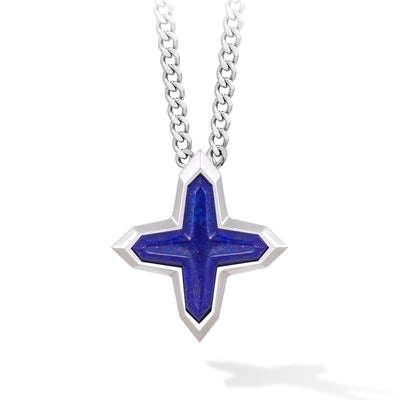 Sirius Cross Lapis Lazuli Necklace Necklaces AWNL Stainless Set 55cm 