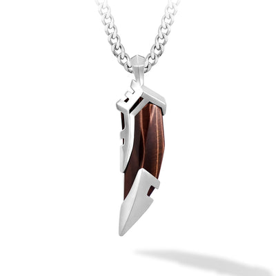 Tiger's Fang Red Tiger Eye Necklace Necklaces AWNL Stainless Set 55cm 