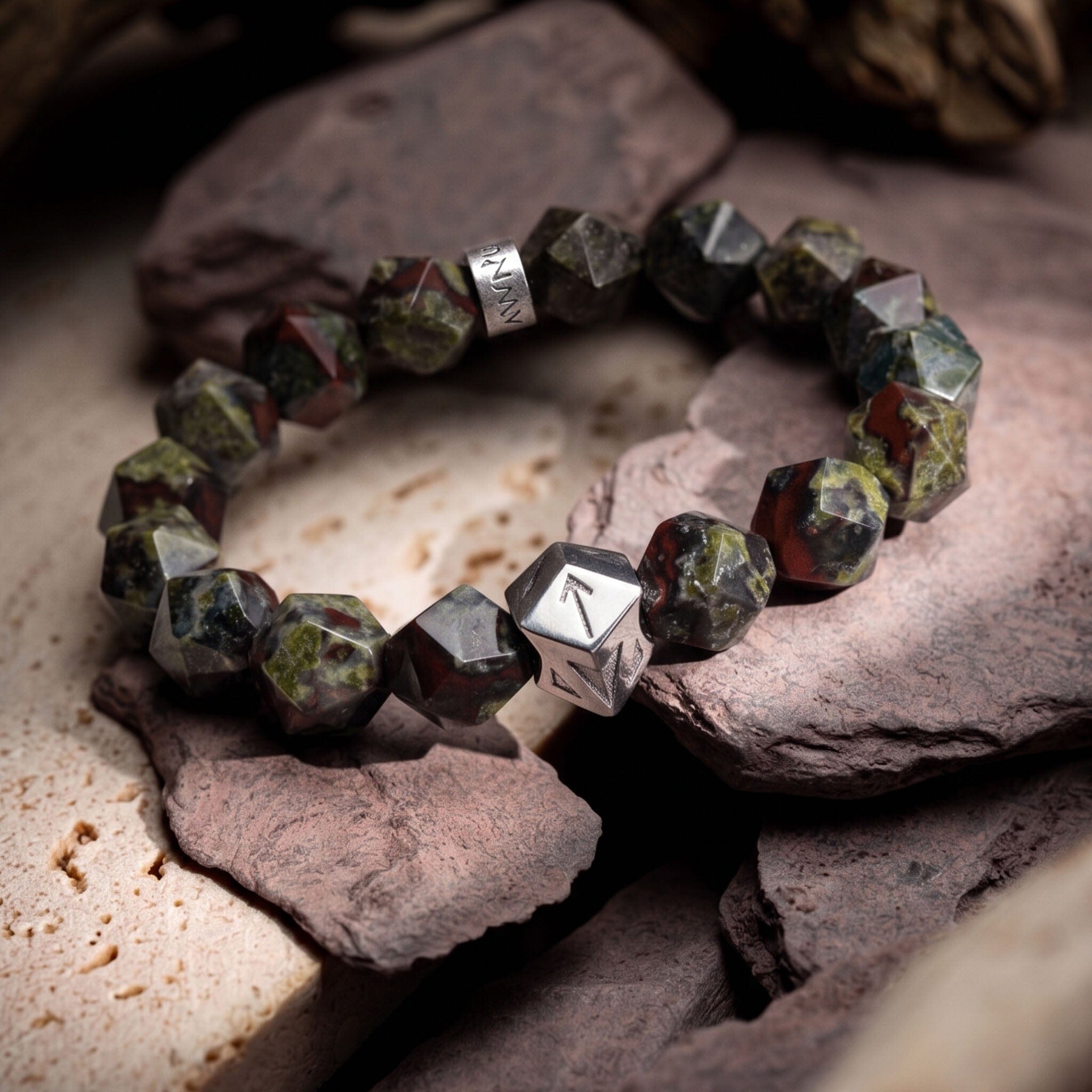 Tiwaz Algiz Bracelet Dragon Blood Jasper Bracelets AWNL 
