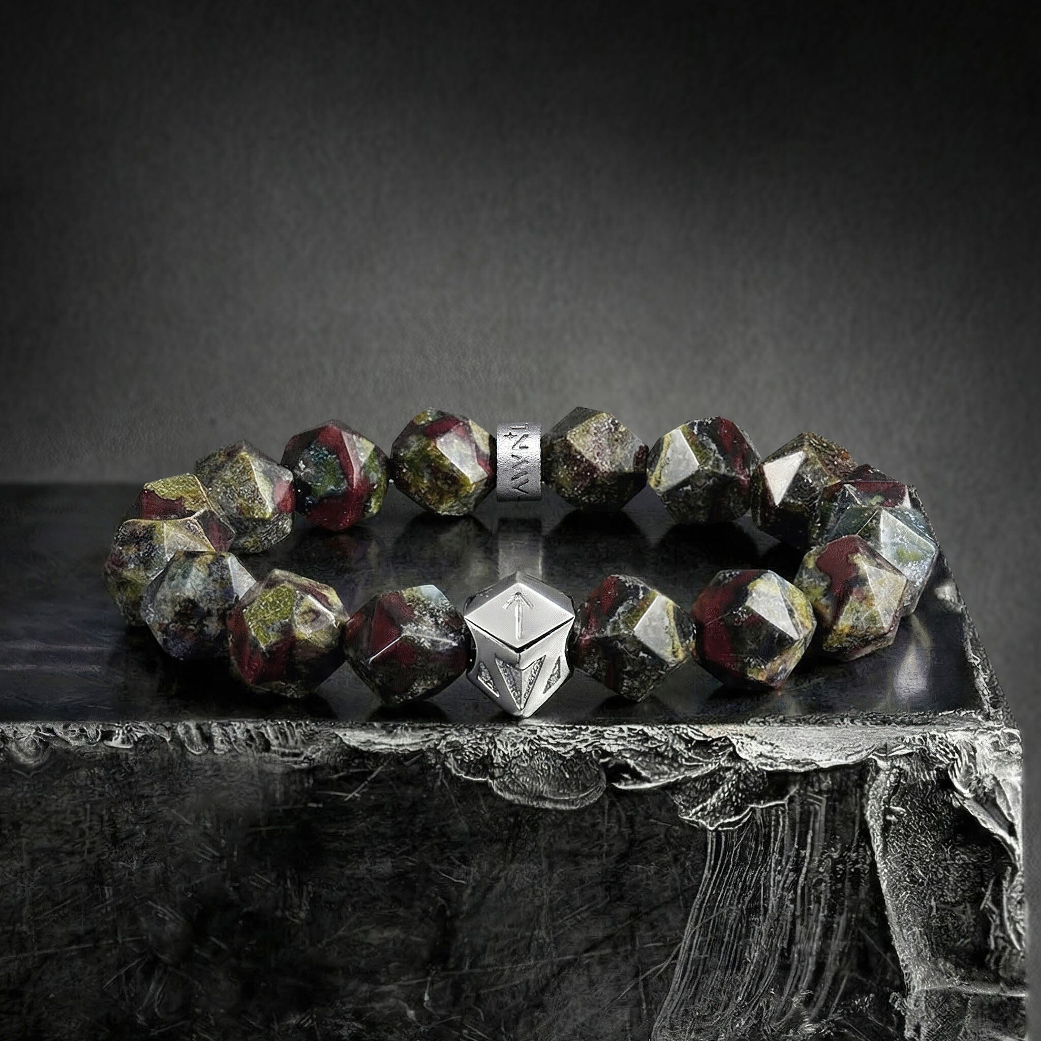 Tiwaz Algiz Bracelet Dragon Blood Jasper Bracelets AWNL 