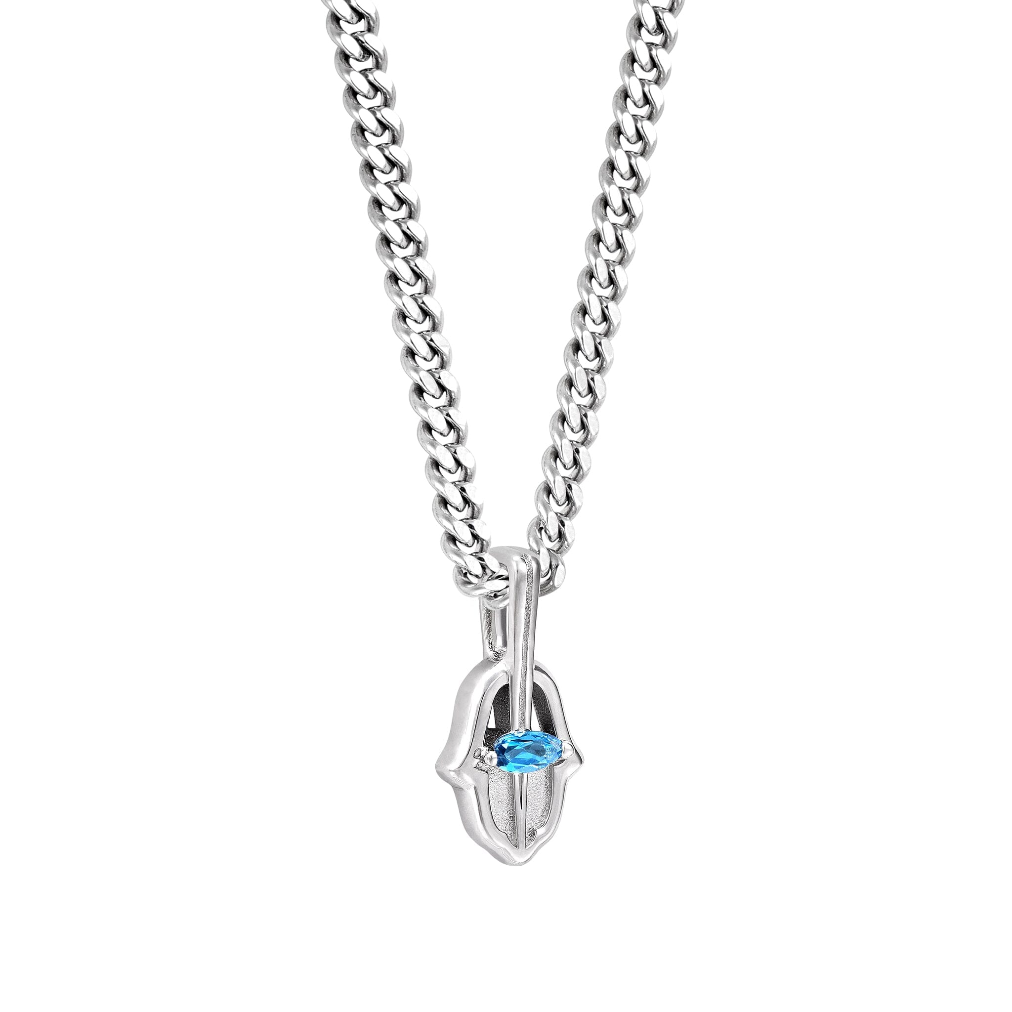 Topaz Hamsa Hand Necklace Necklaces AWNL 