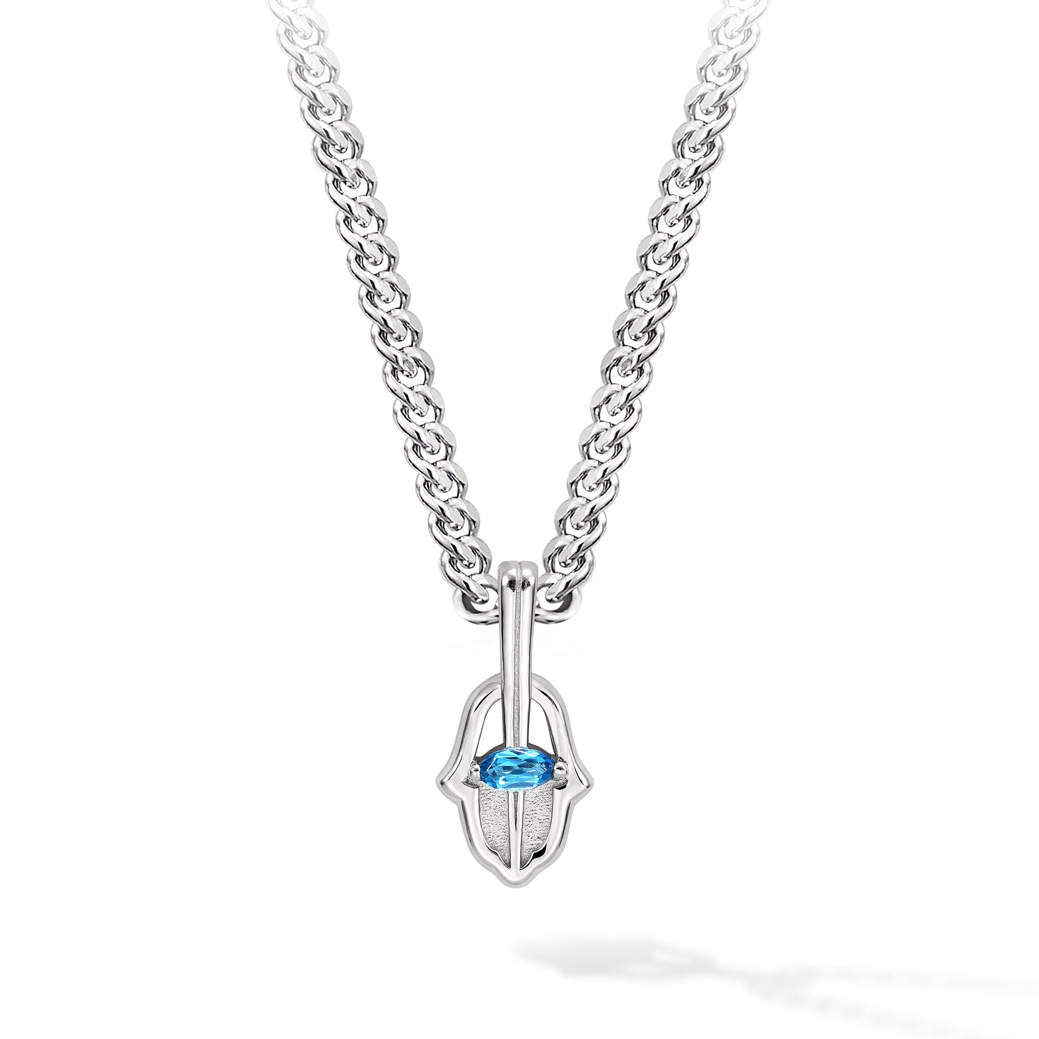 Topaz Hamsa Hand Necklace Necklaces AWNL Silver Set - 55cm 