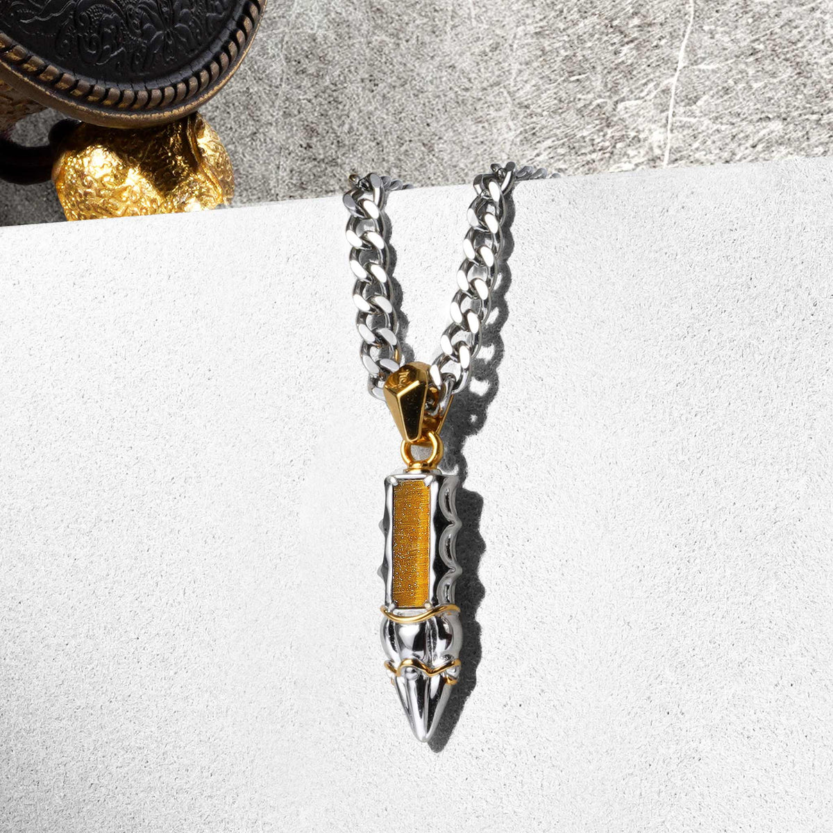 Vajra Hūṃ Necklace Golden Tiger Eye Necklaces AWNL 