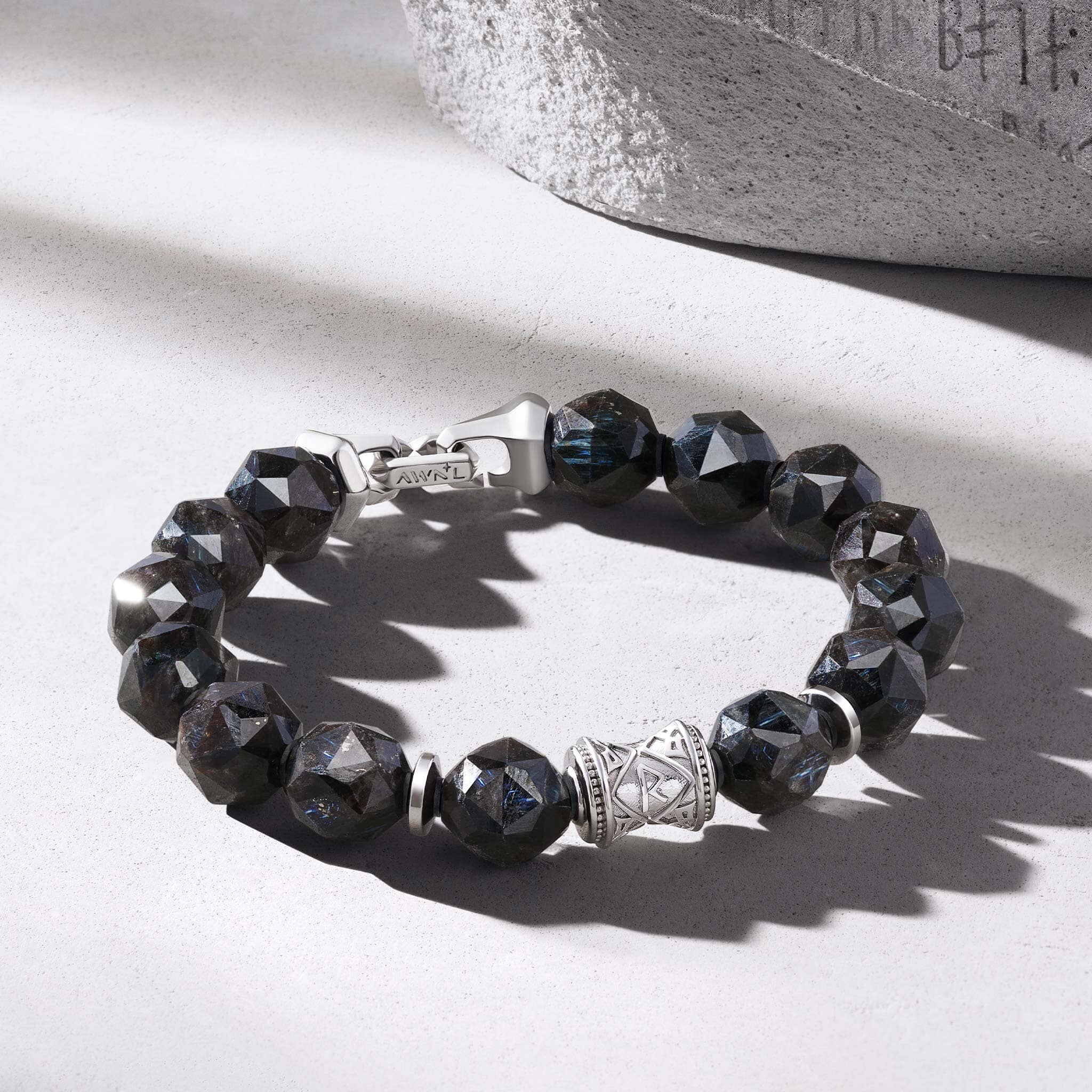 Wealth Rune-Engraved Nuummite Quick Release Bracelet Bracelets AWNL 