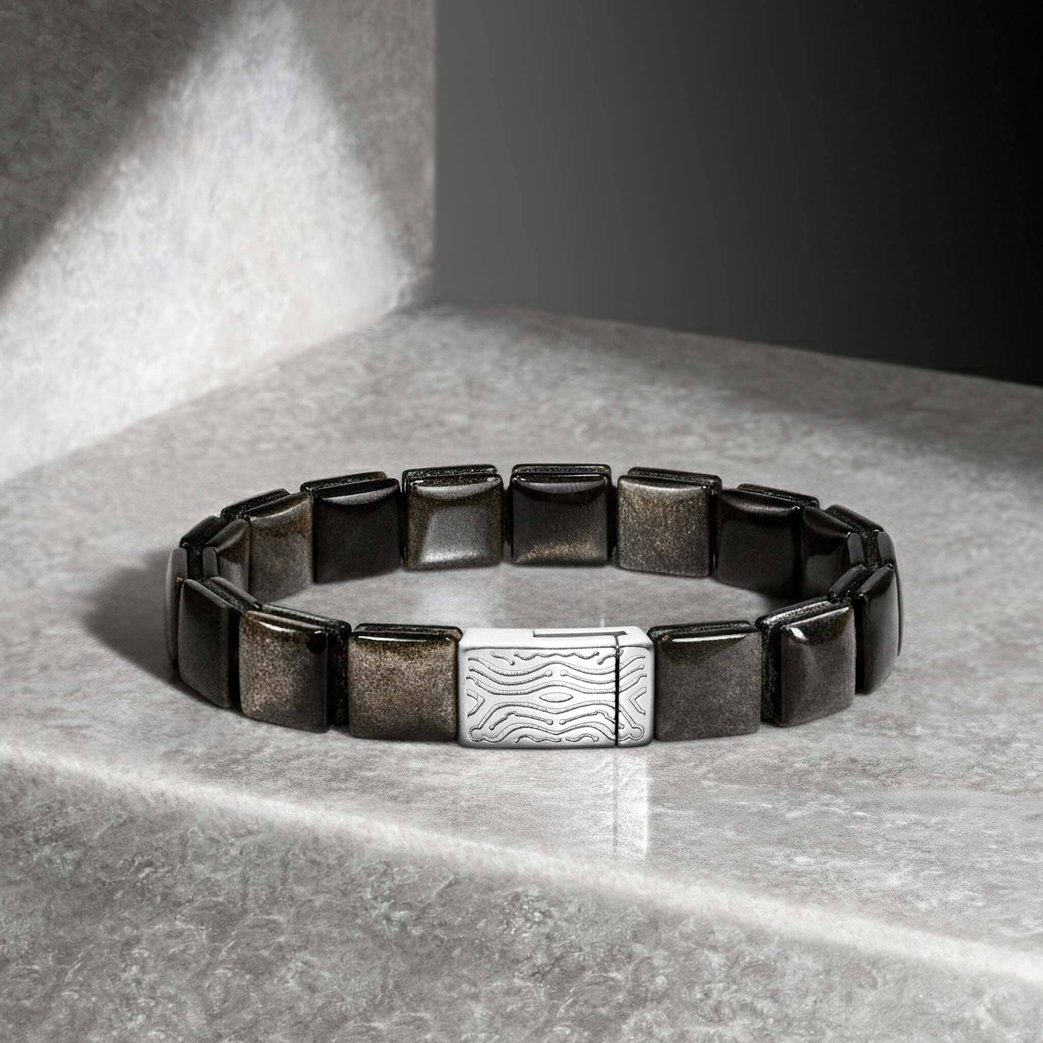 【未定】龟甲纹 金曜石 磁吸扣 男士手链(コピー) Bracelets AWNL 