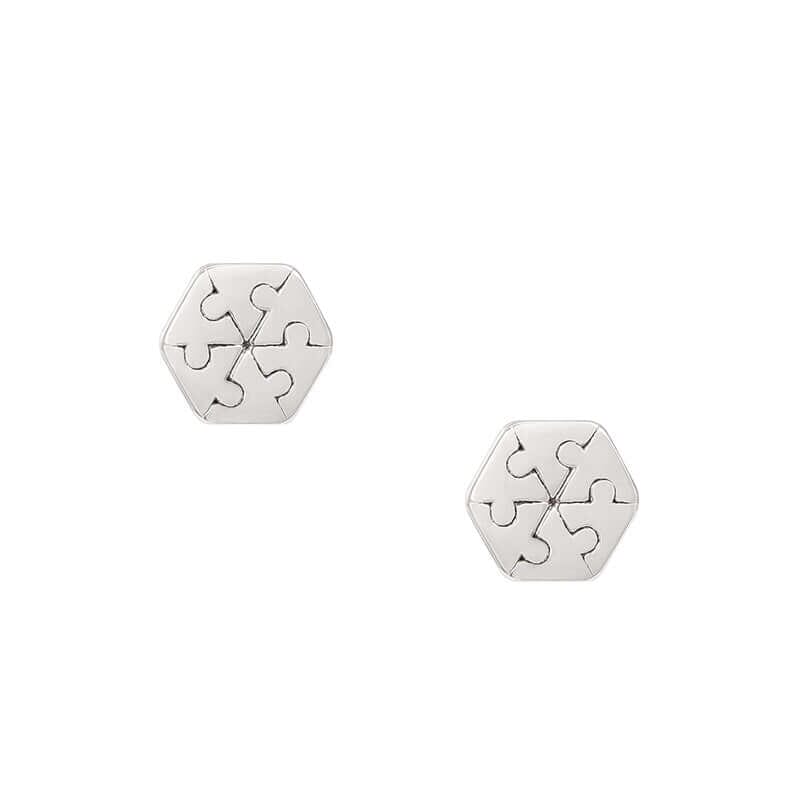 Couple's Puzzle-shaped Sliver Studs Earrings Men's studs AWNL Jewelry