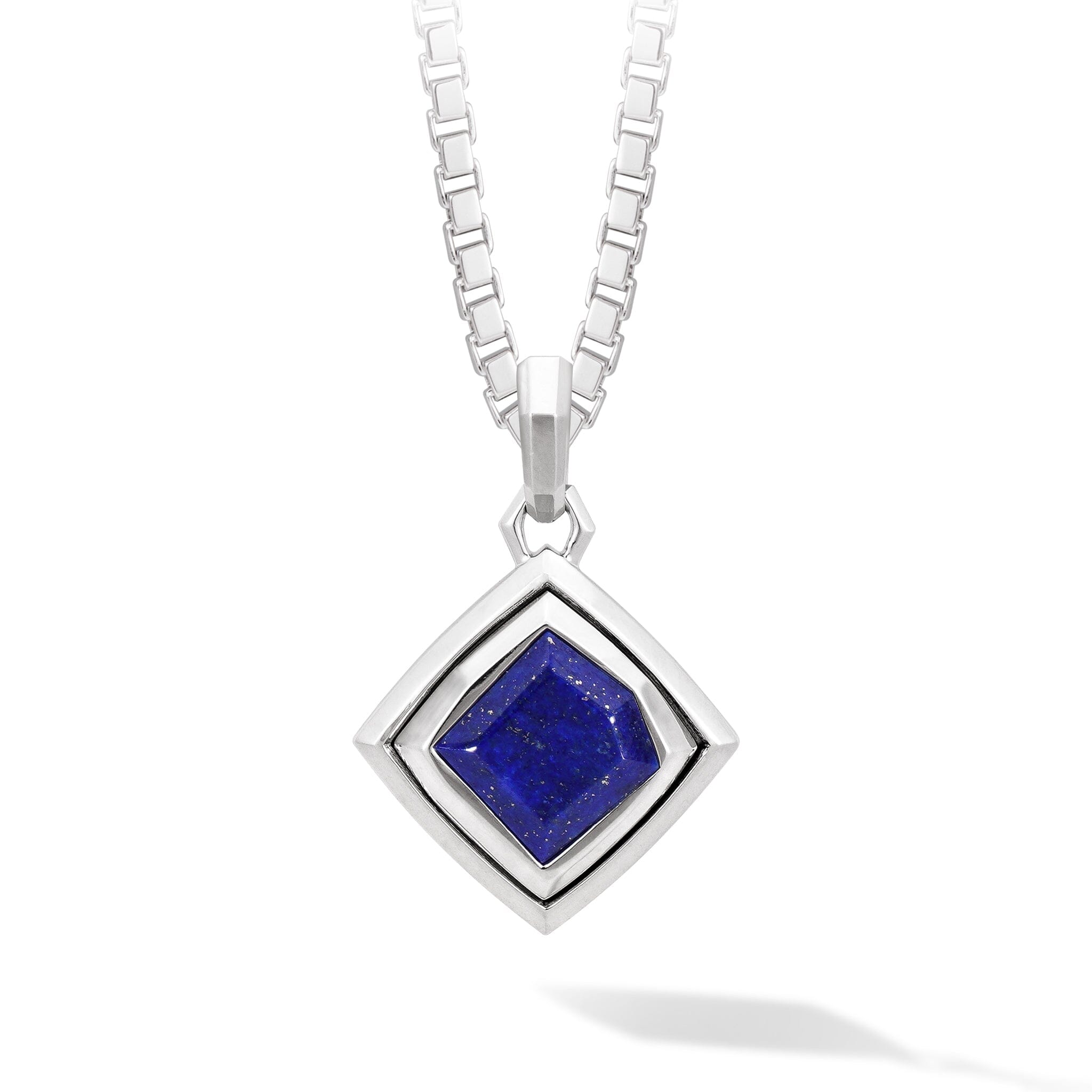 Lapis Lazuli Rhombus Pendant Necklace Necklaces AWNL Silver Set 55cm 