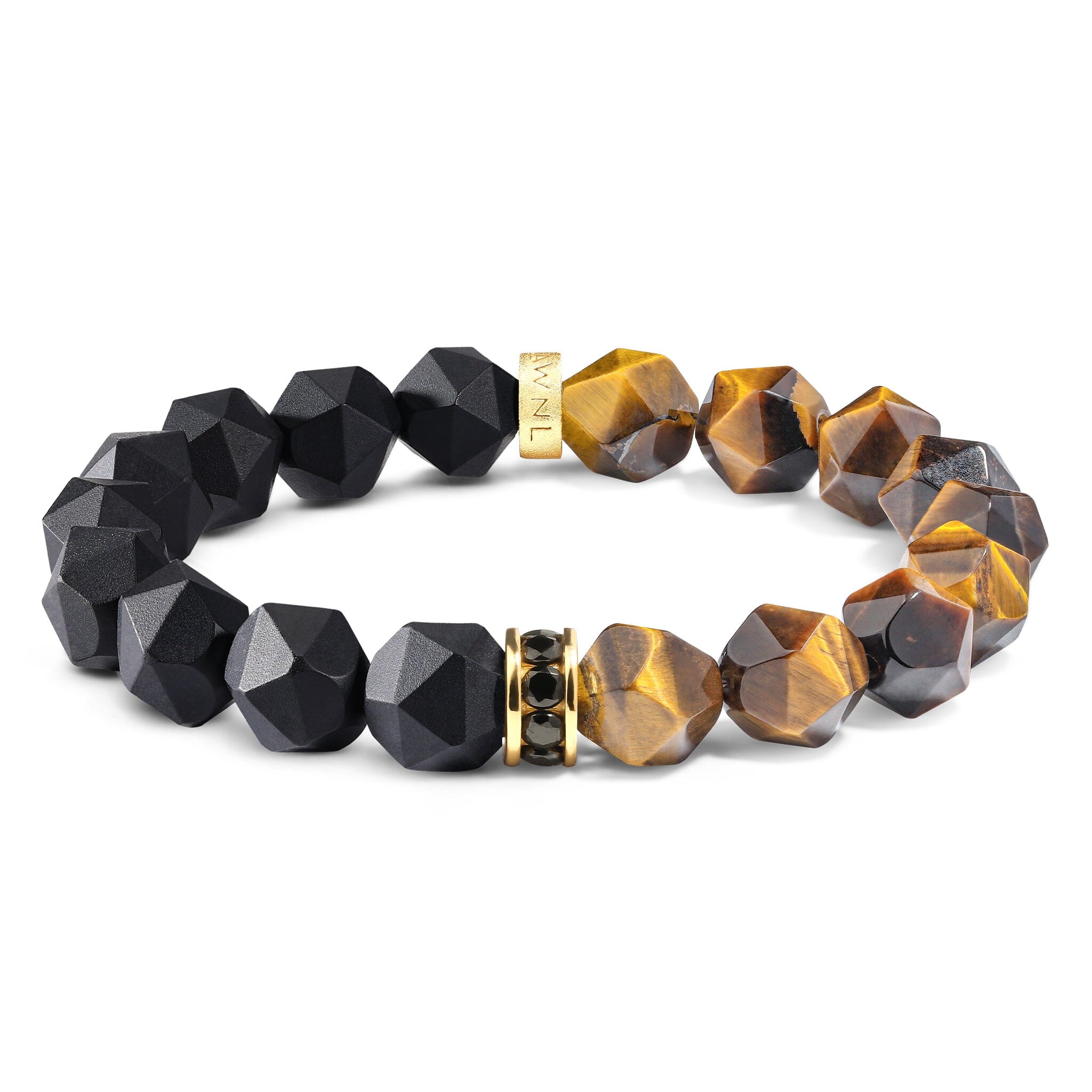 Men's Beaded Bracelet with Black Onyx and Tiger Eye Bracelets WAA FASHION GROUP 