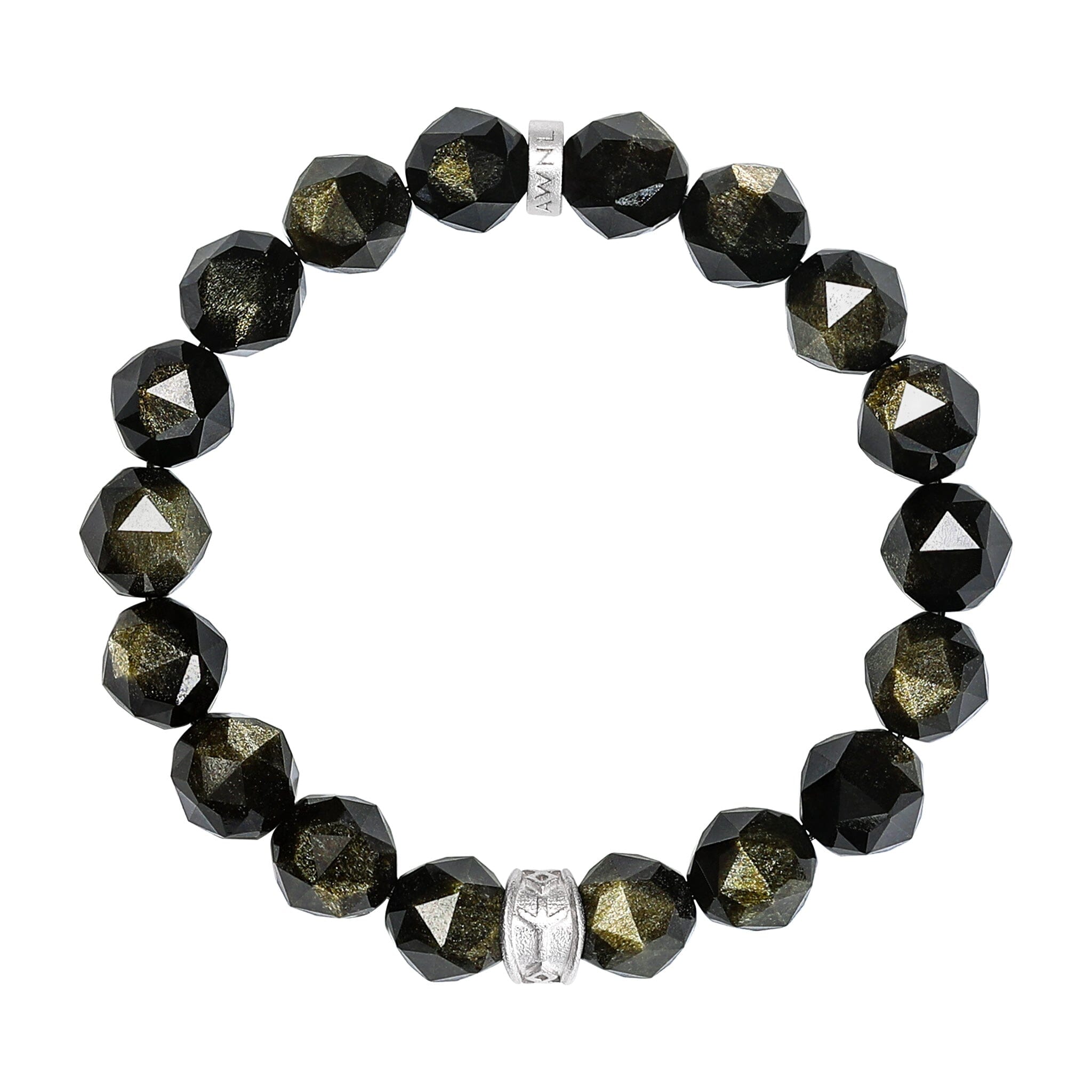 Men's Beaded Bracelet with Engraved Runes and Golden Obsidian Bracelets WAA FASHION GROUP 