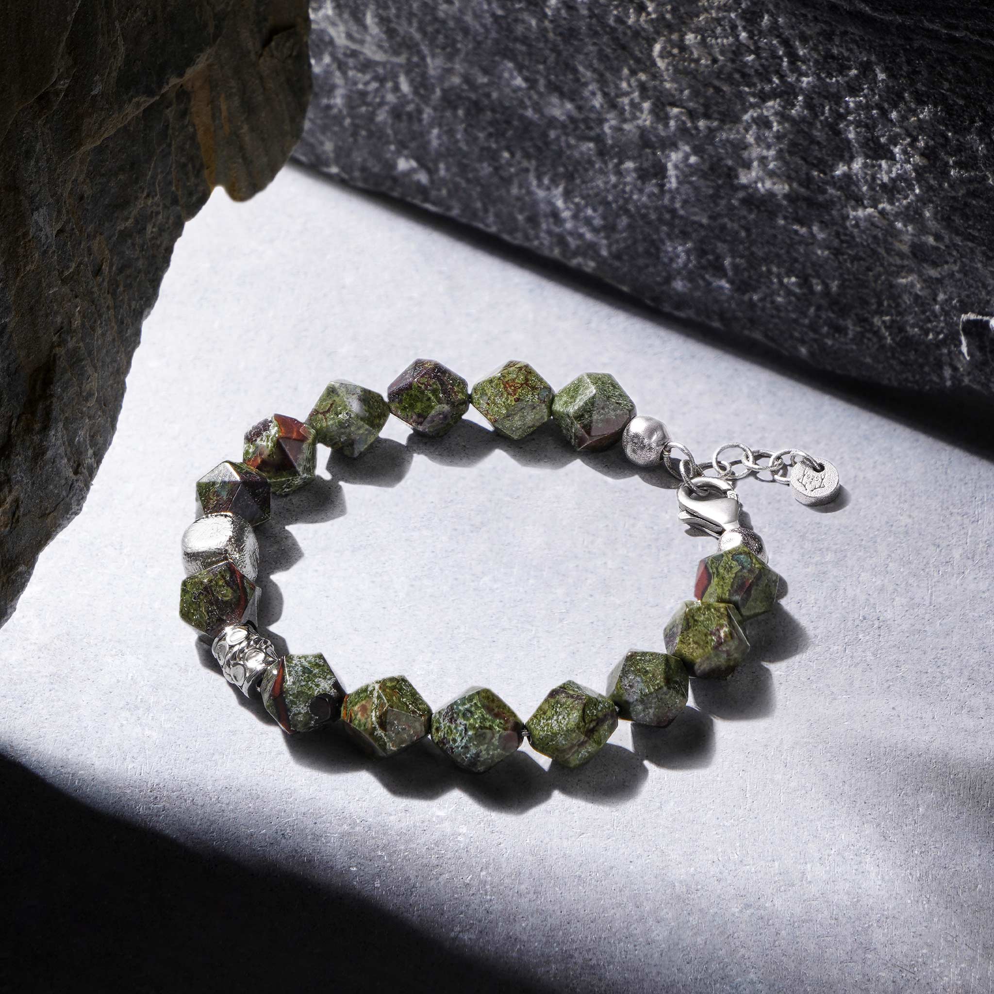 Men's Beaded Bracelet with Meteorite and Dragon's Blood Jasper Bracelets WAA FASHION GROUP 