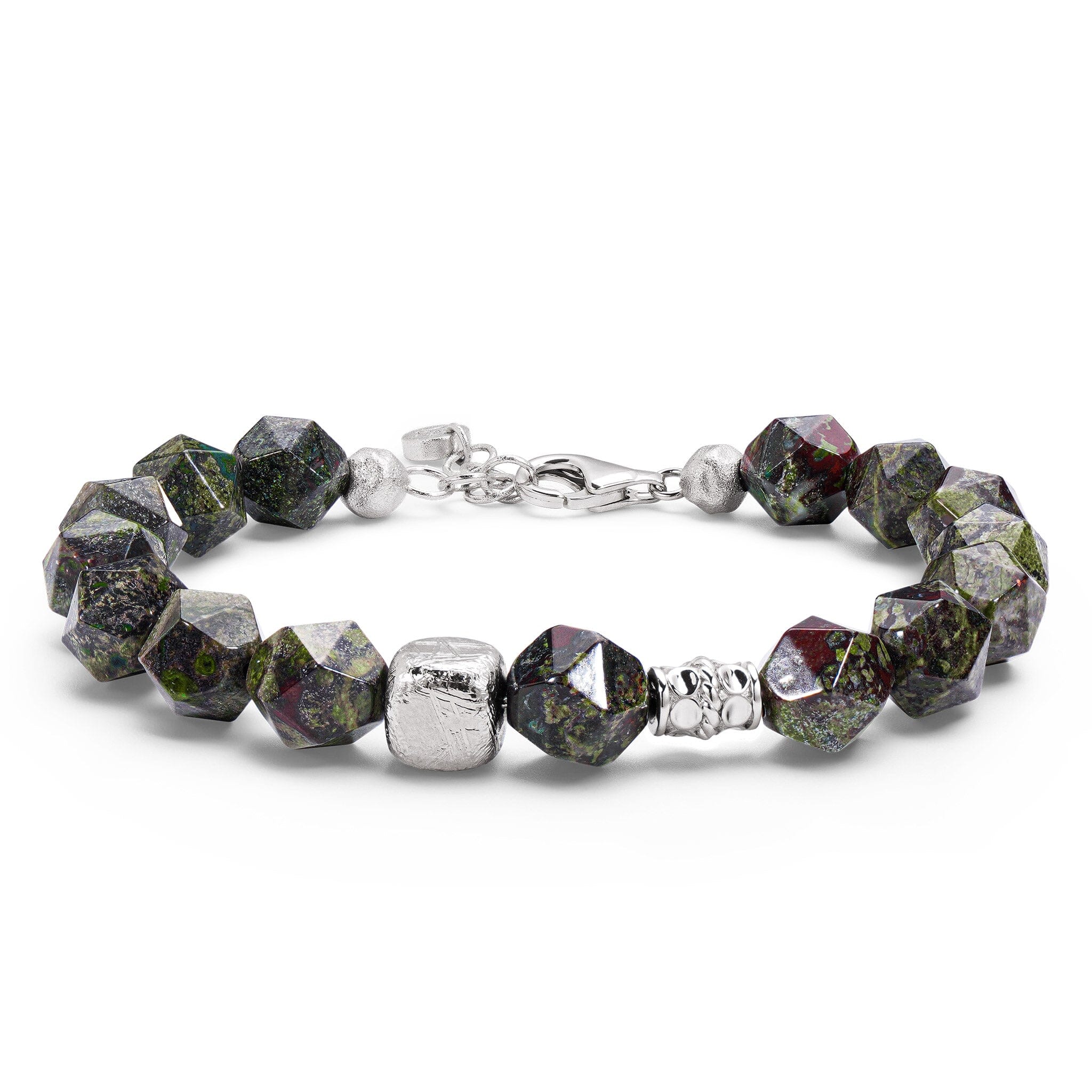 Men's Beaded Bracelet with Meteorite and Dragon's Blood Jasper Bracelets WAA FASHION GROUP 