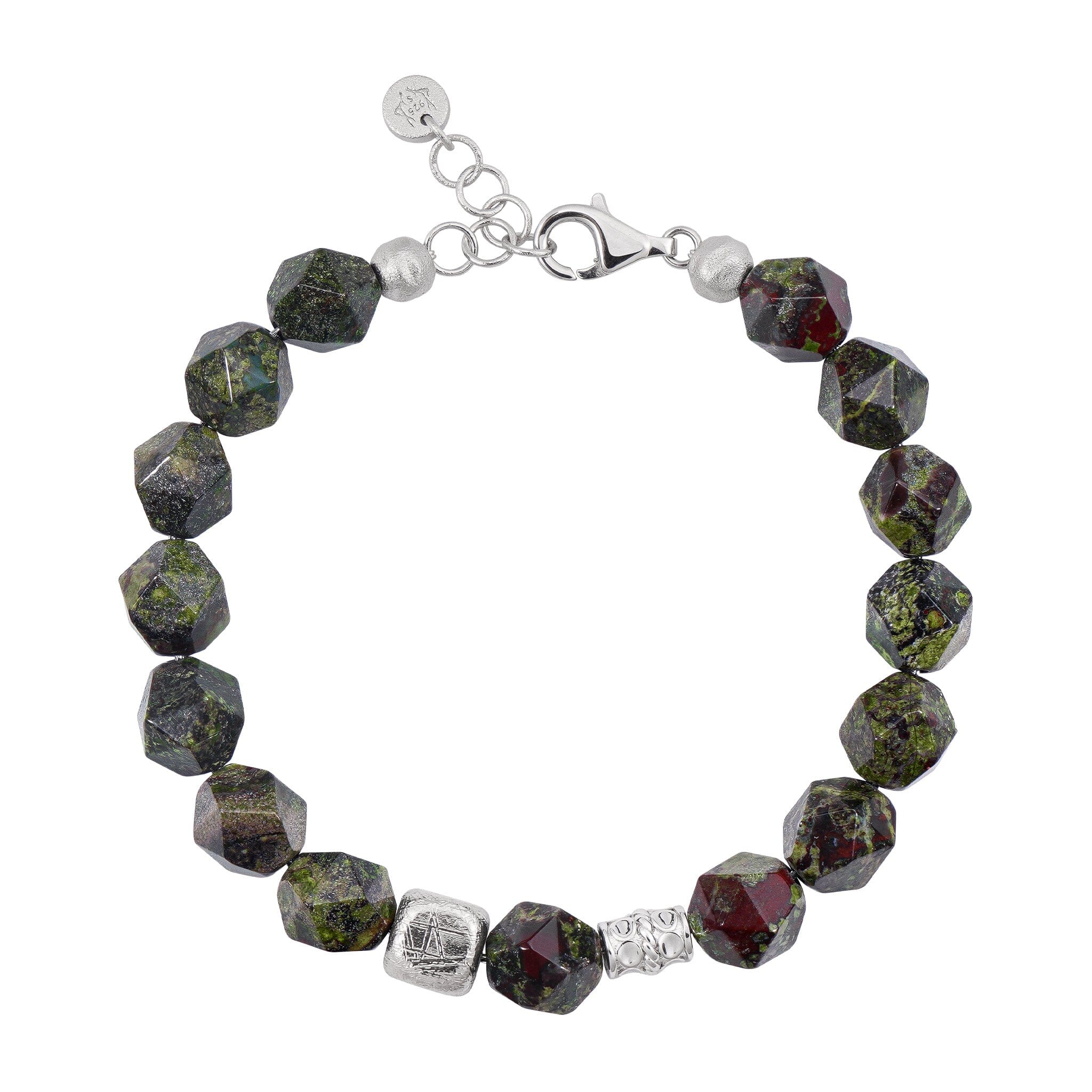 Men's Beaded Bracelet with Meteorite and Dragon's Blood Jasper Bracelets WAA FASHION GROUP 