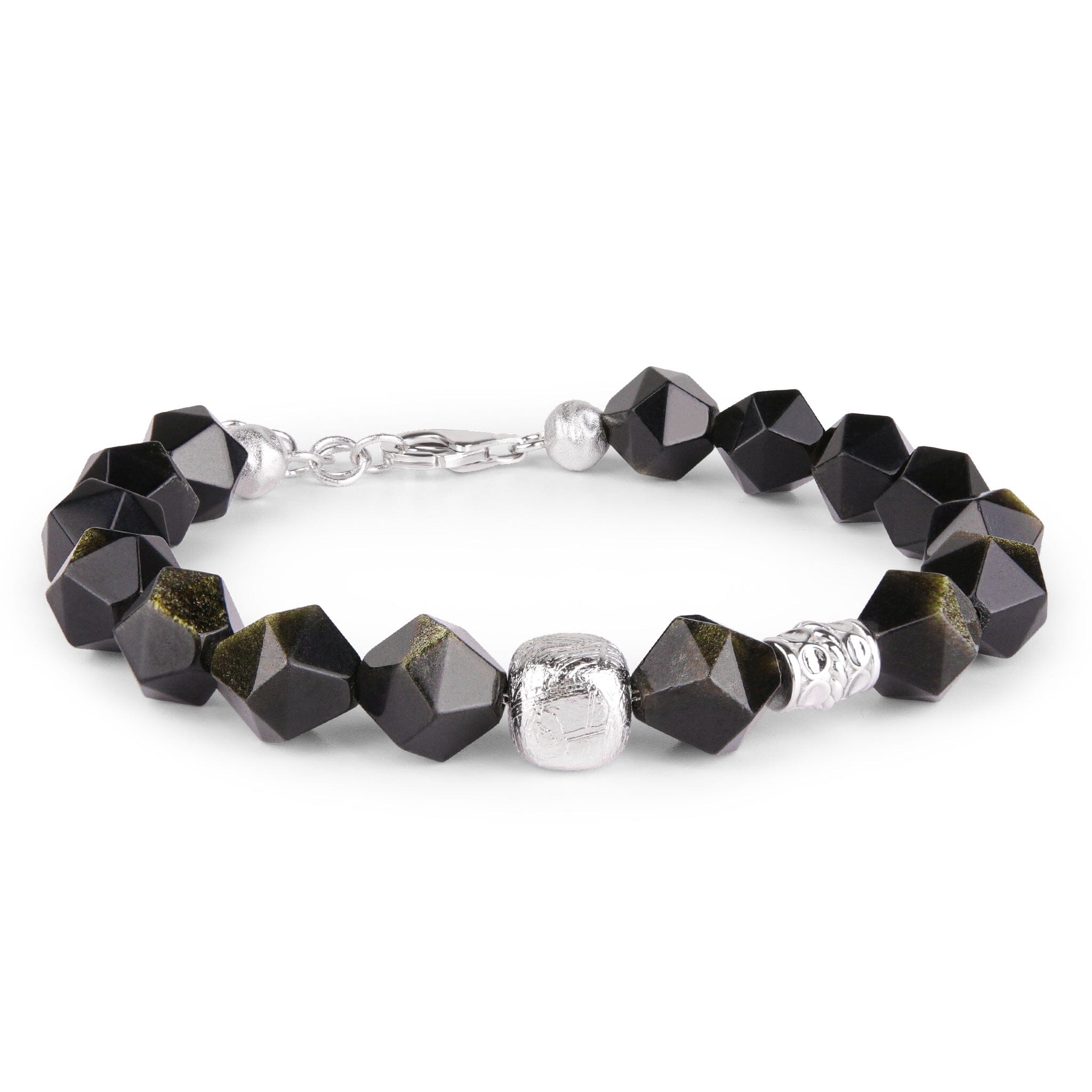 Men's Beaded Bracelet with Meteorite and Golden Obsidian Bracelets WAA FASHION GROUP 