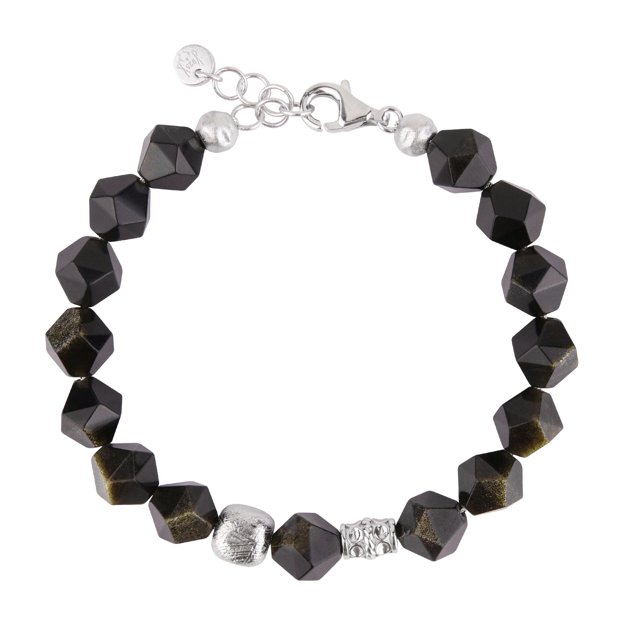 Men's Beaded Bracelet with Meteorite and Golden Obsidian Bracelets WAA FASHION GROUP 