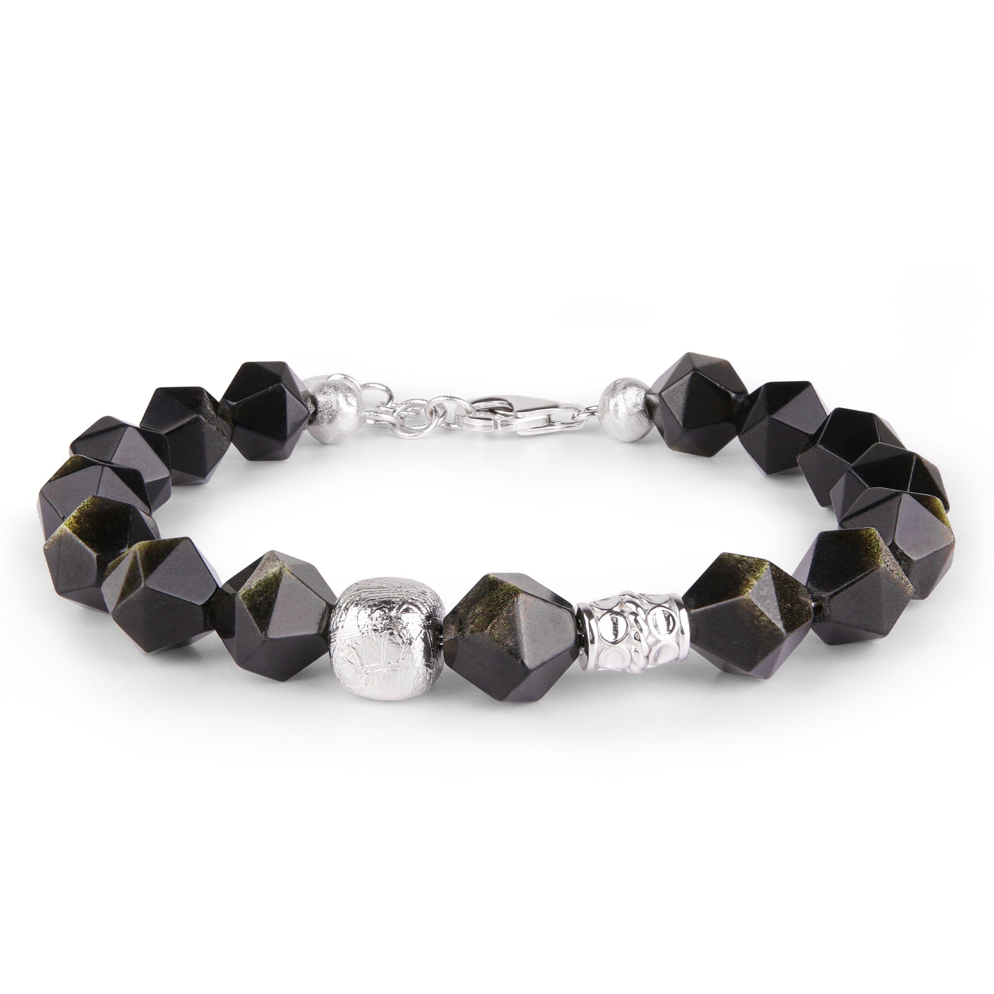 Men's Beaded Bracelet with Meteorite and Golden Obsidian Bracelets WAA FASHION GROUP 