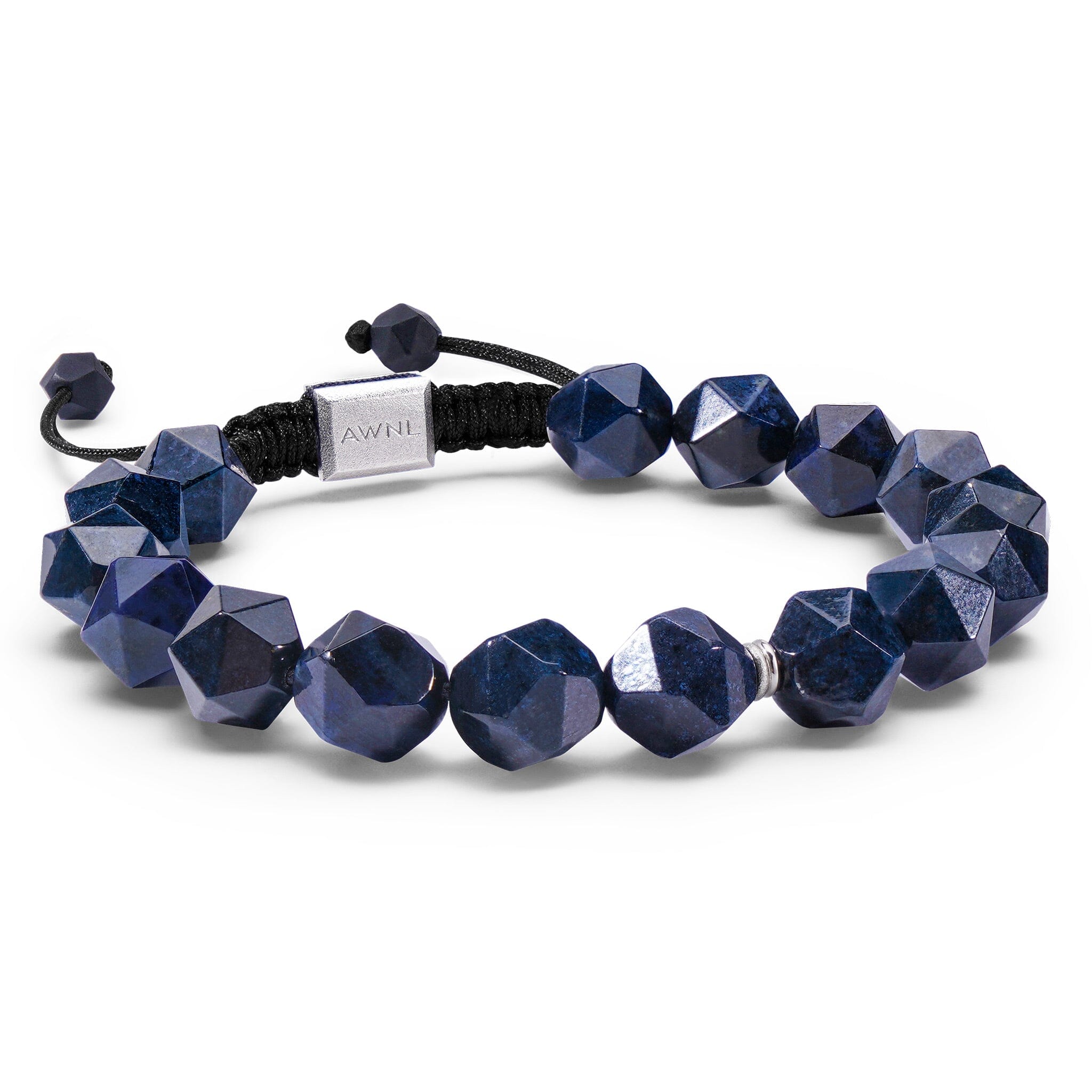 Men's Beaded Drawstring Bracelet with Blue Dumortierite Double Divider Bracelets WAA FASHION GROUP 