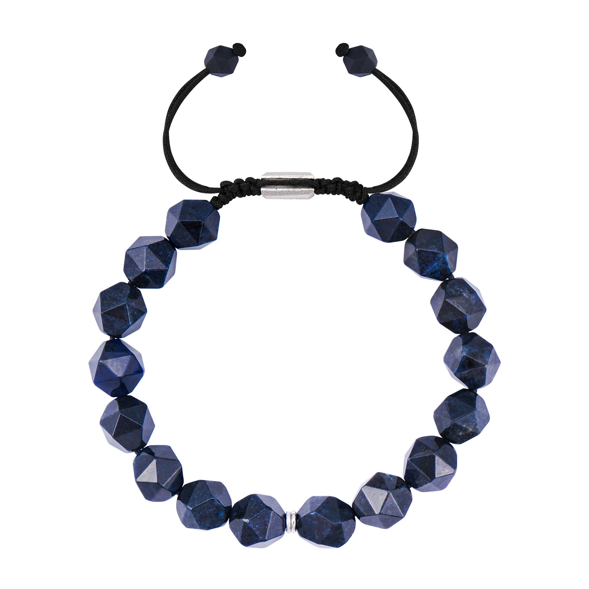 Men's Beaded Drawstring Bracelet with Blue Dumortierite Double Divider Bracelets WAA FASHION GROUP 