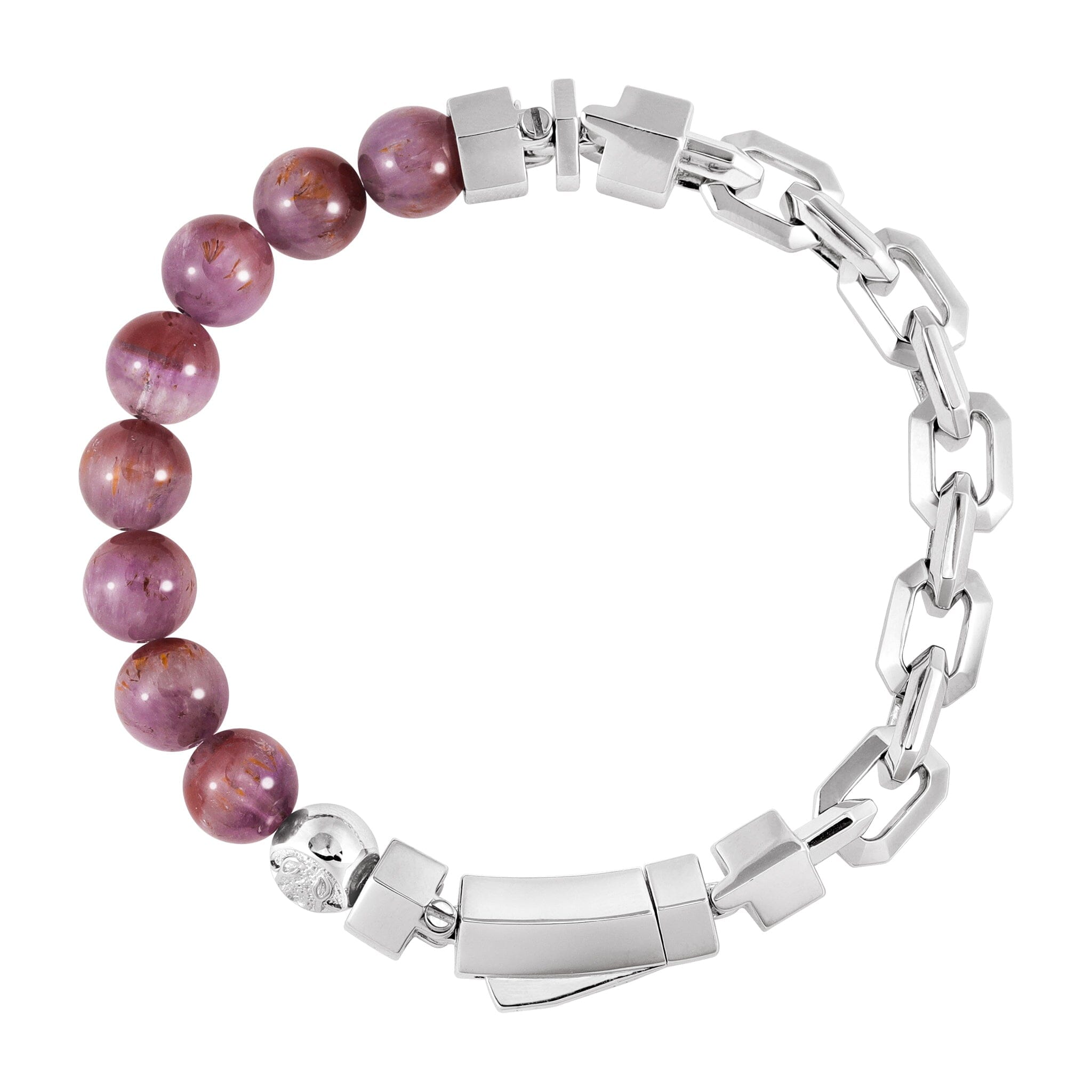 Men's Beaded Silver Chain Bracelet with Auralite-23 Bracelets WAA FASHION GROUP 