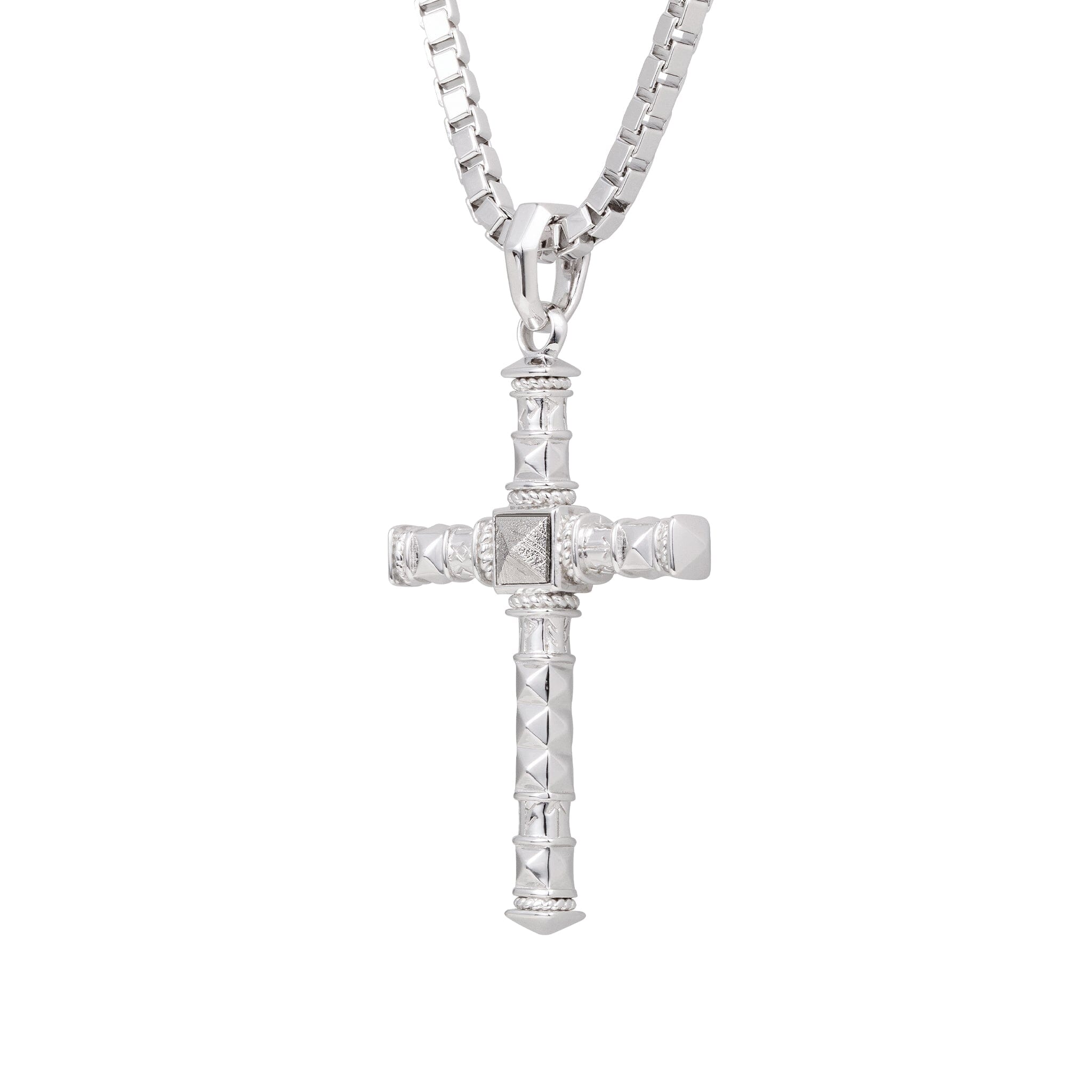 Men's Classic Cross Necklace with Meteorite and Runes Necklaces WAA FASHION GROUP 