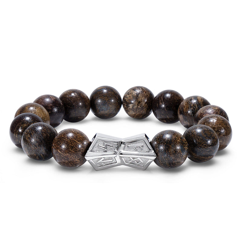Runes-Engraved Crossguard Bronzite Bracelet