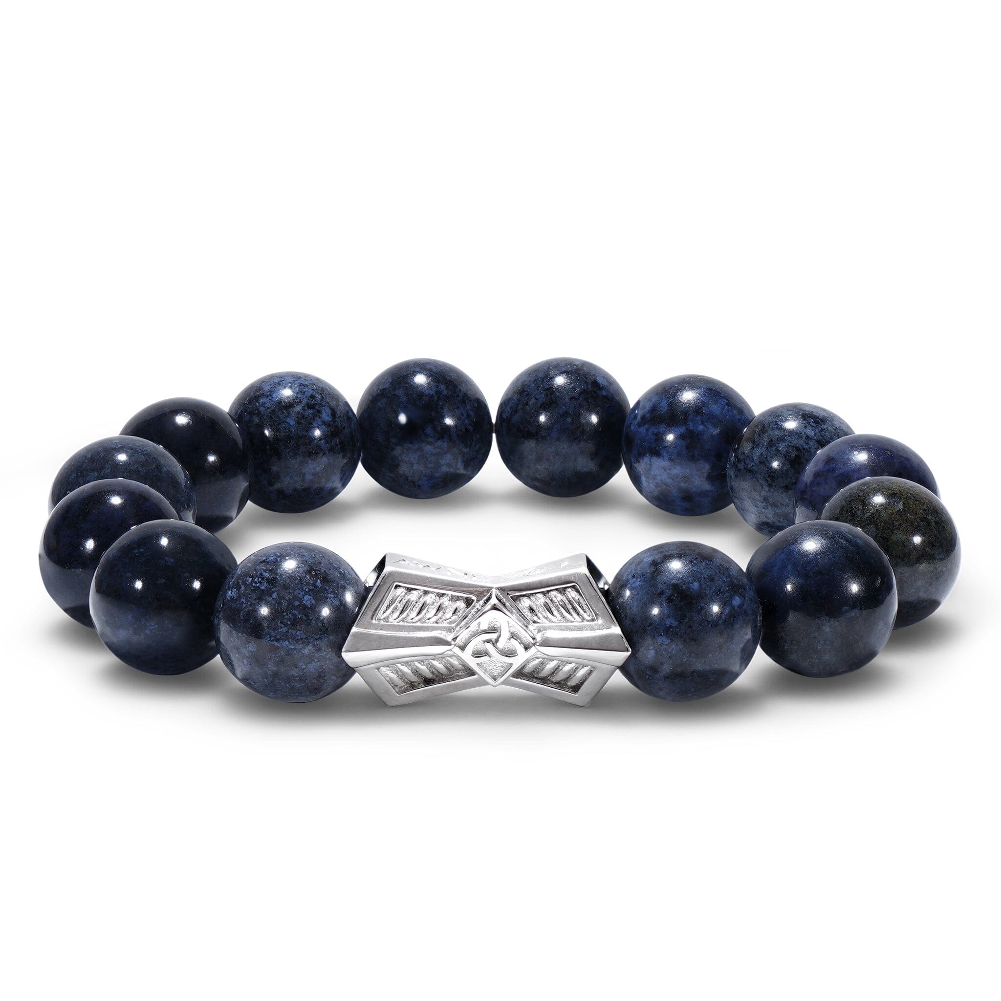 Men's Crossguard Charm Beaded Bracelet with Dumortierite and Runes Bracelets WAA FASHION GROUP 