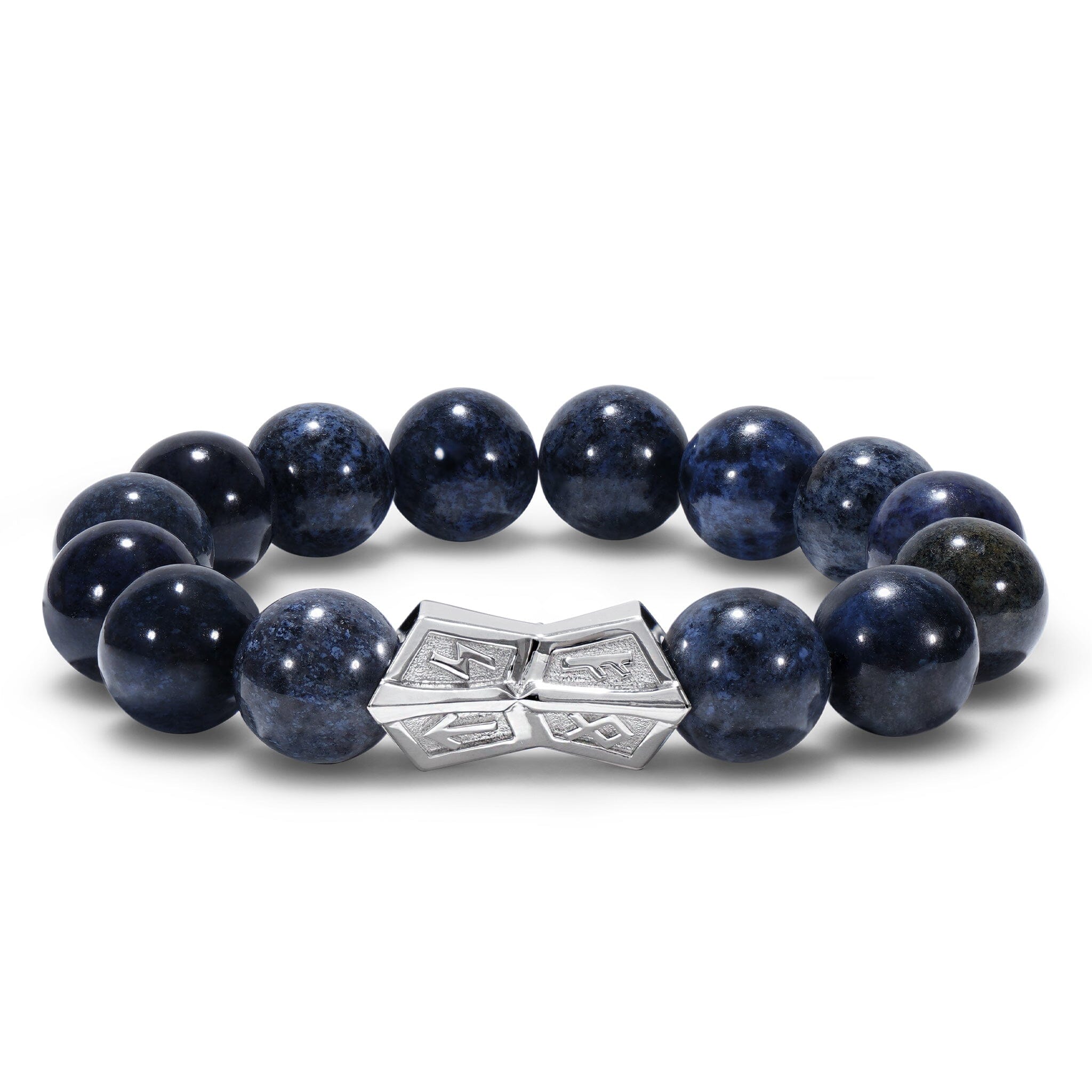 Men's Crossguard Charm Beaded Bracelet with Dumortierite and Runes Bracelets WAA FASHION GROUP 