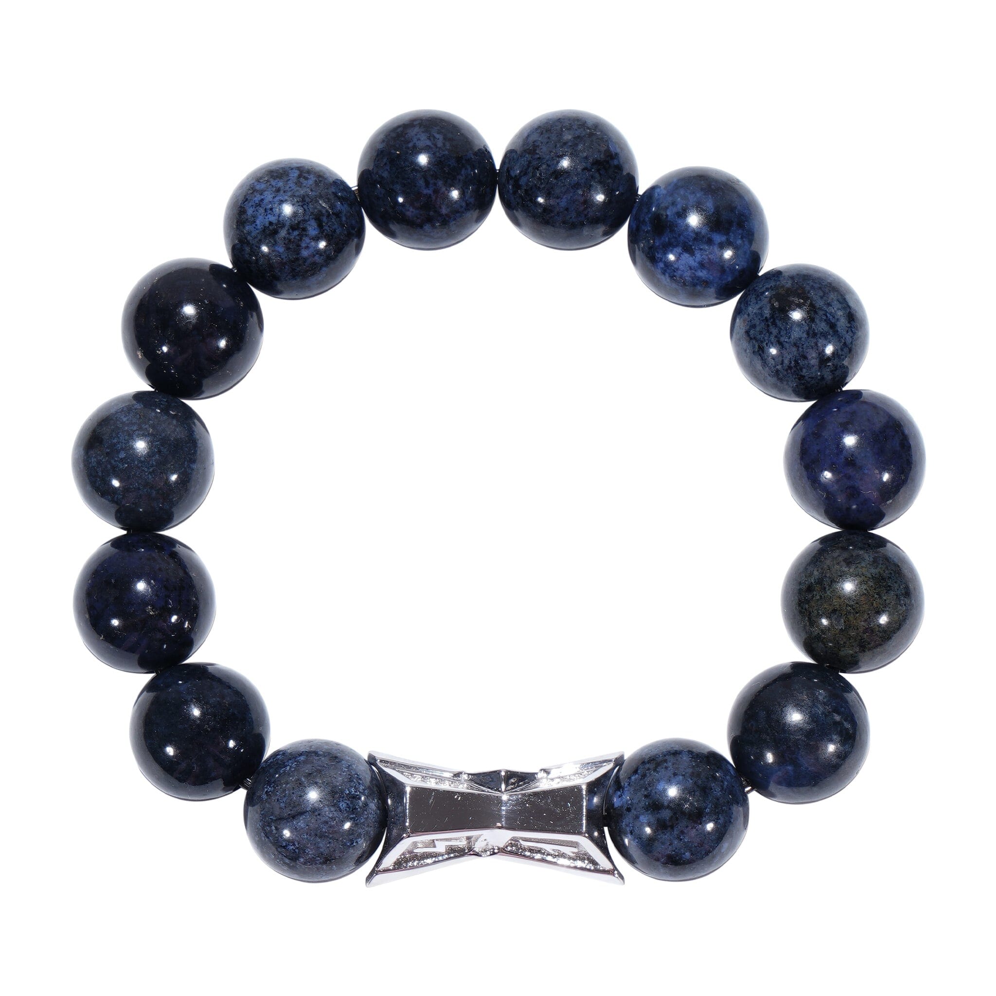 Men's Crossguard Charm Beaded Bracelet with Dumortierite and Runes Bracelets WAA FASHION GROUP 