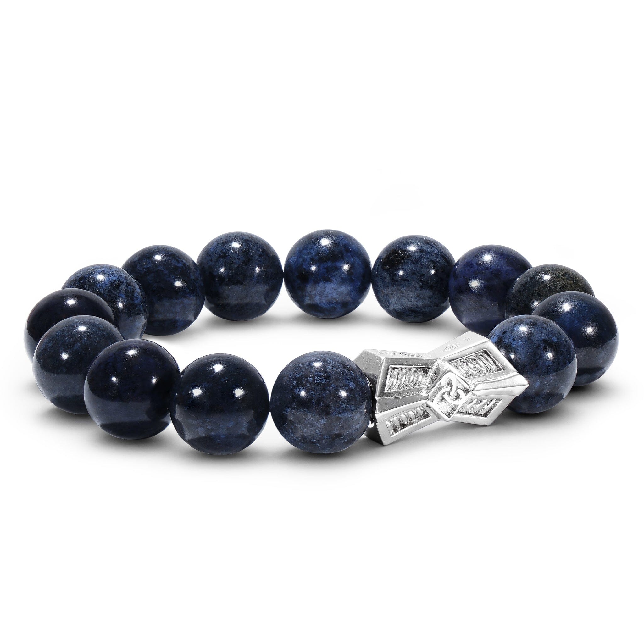 Men's Crossguard Charm Beaded Bracelet with Dumortierite and Runes Bracelets WAA FASHION GROUP 