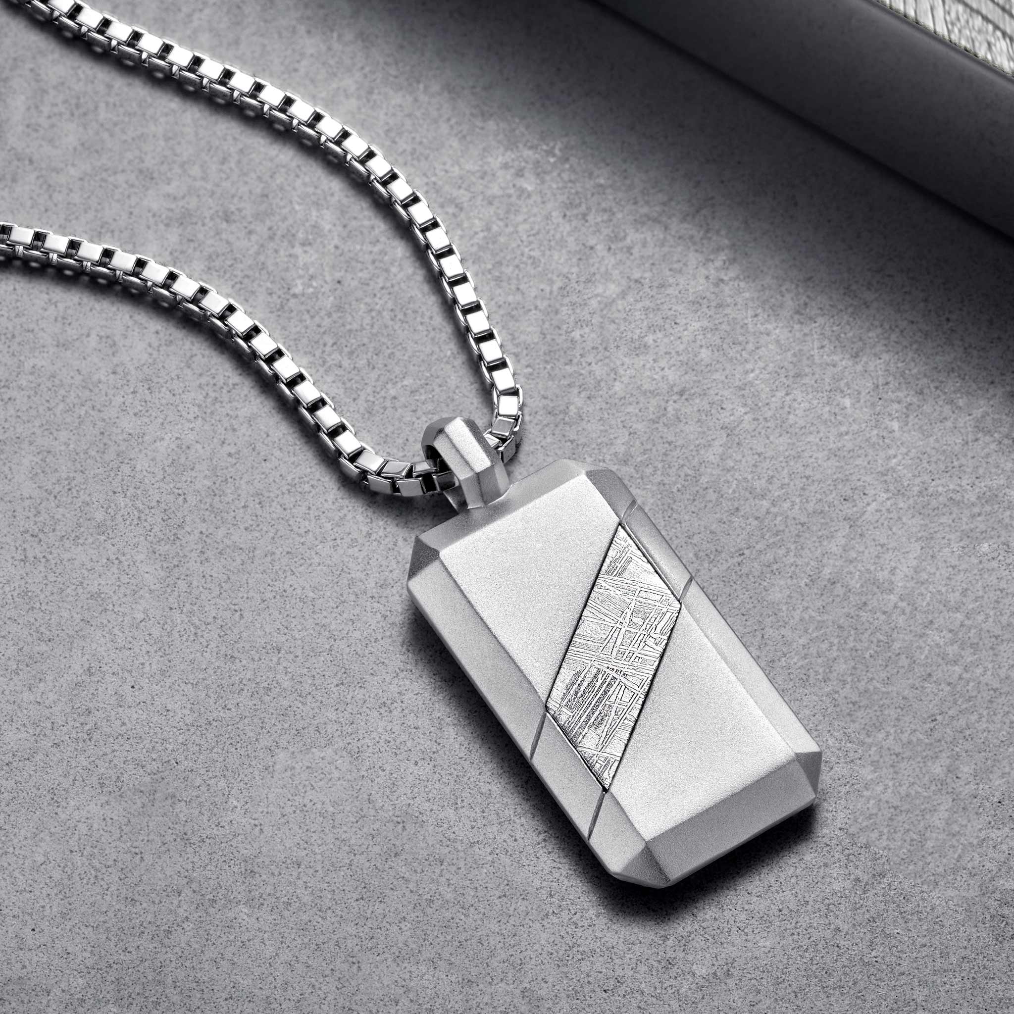 Men's Dog Tag Necklace with Meteorite Necklaces WAA FASHION GROUP 