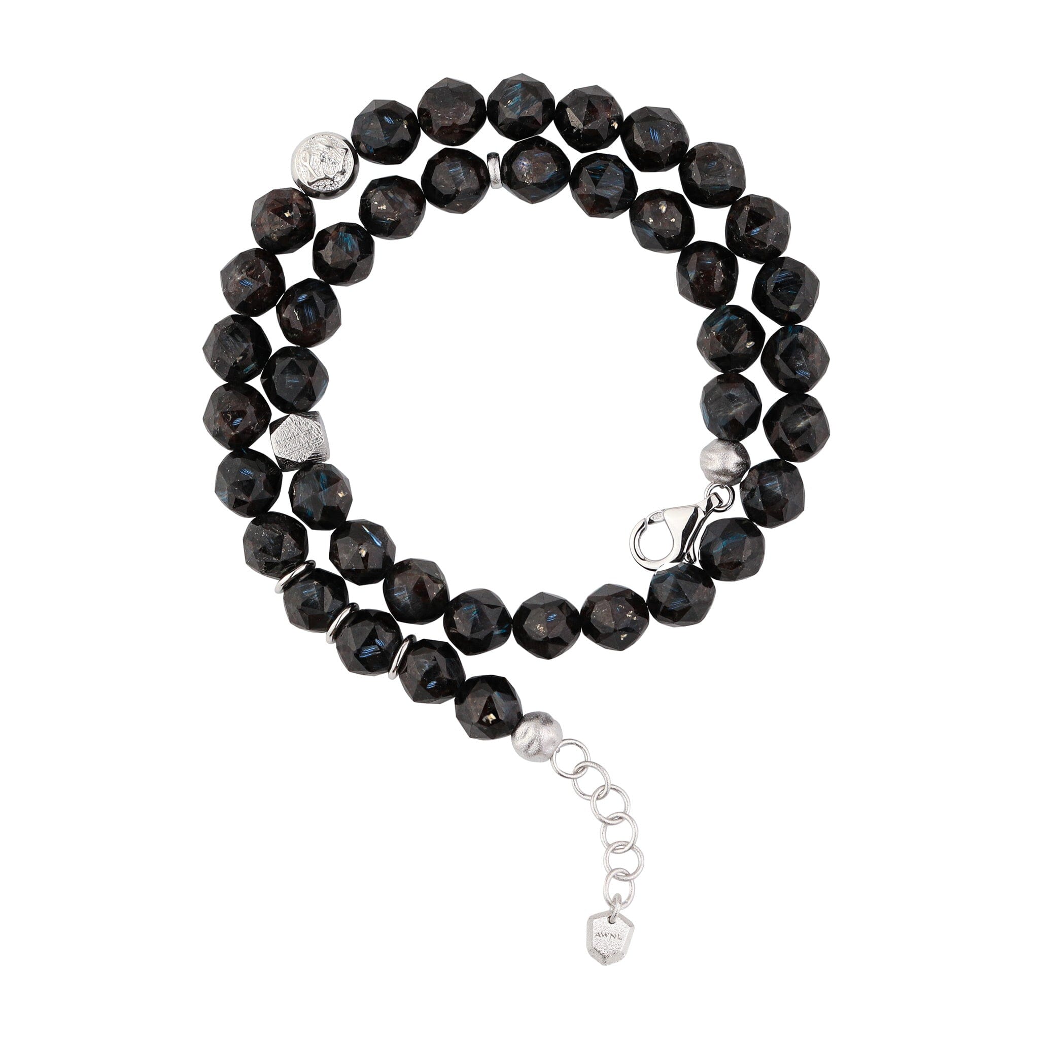 Men's Double Wrap Beaded Bracelet with Meteorite and Nuummite Bracelets WAA FASHION GROUP 