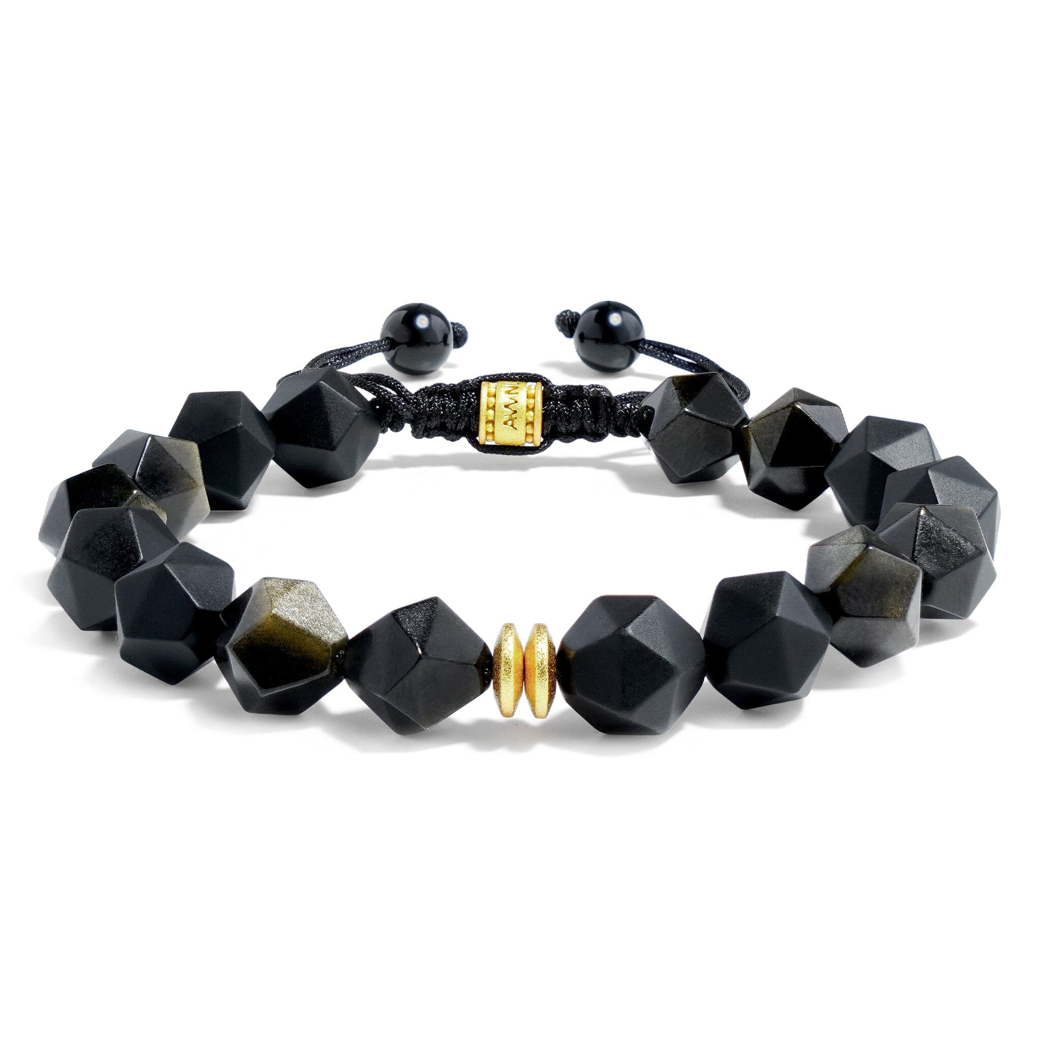 Men's Drawstring Beaded Bracelet with Onyx and Golden Obsidian Bracelets WAA FASHION GROUP 