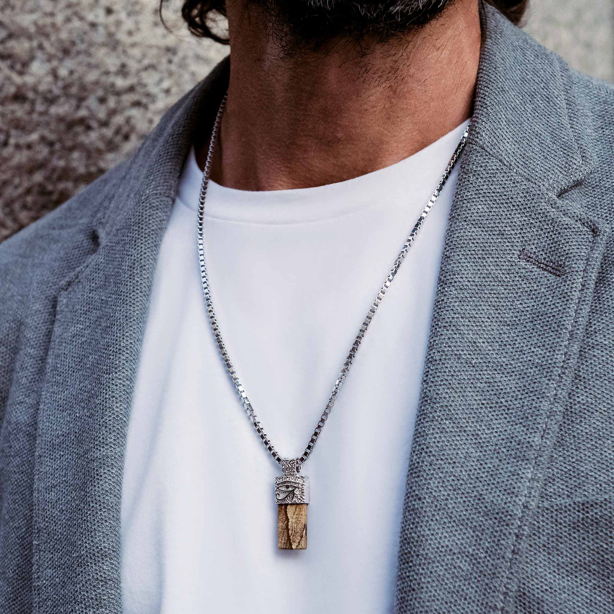 Men's Eye of Horus Necklace with Picture Jasper Necklaces WAA FASHION GROUP 