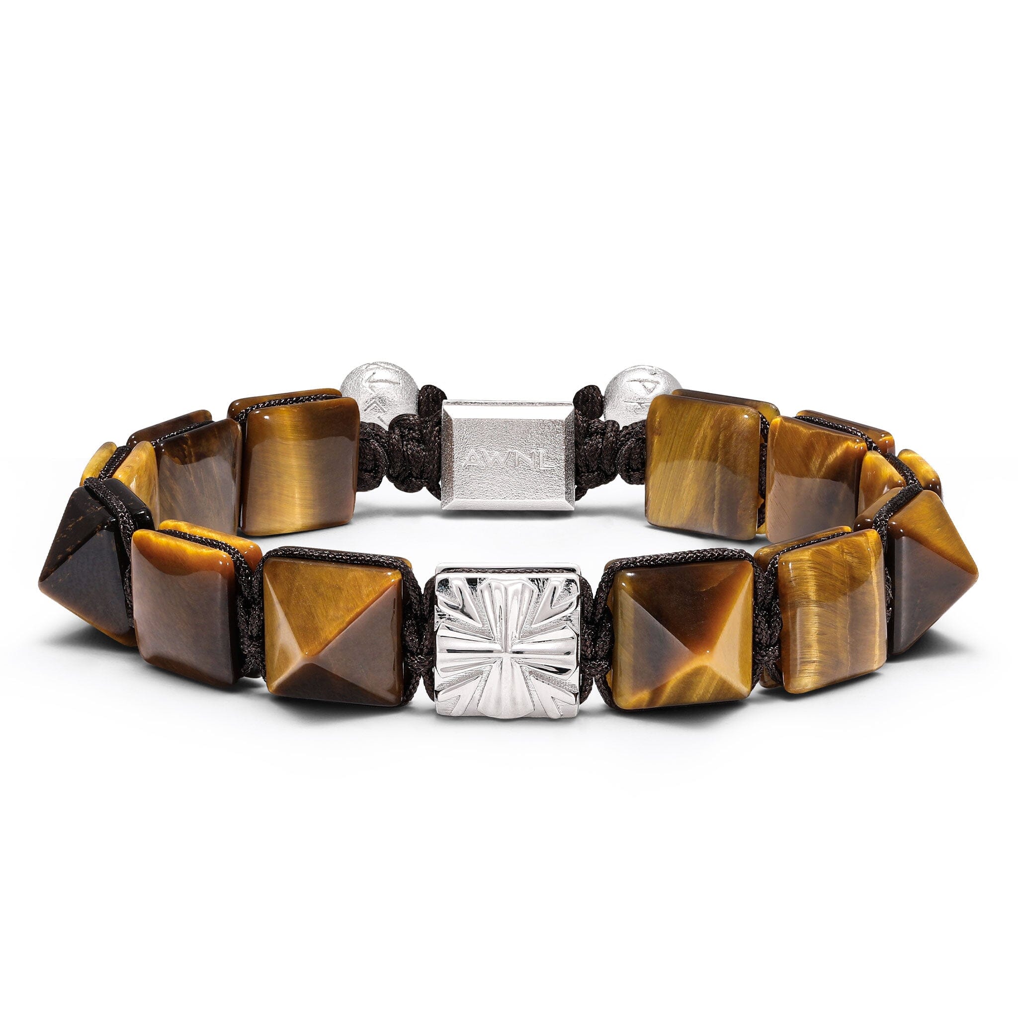 Men's Flatbead Bracelet with Golden Tiger Eye and Knight's Cross Charm Bracelets WAA FASHION GROUP 