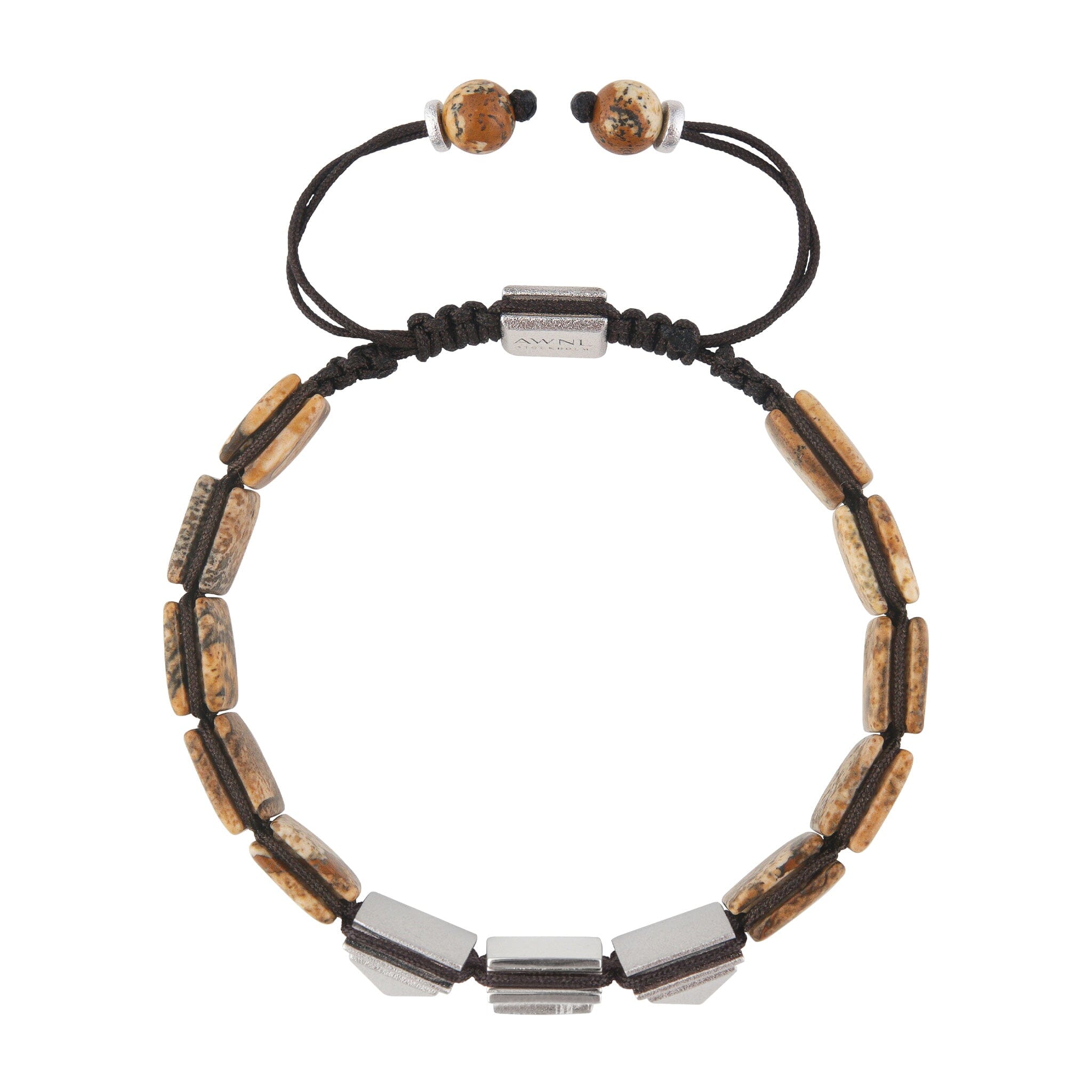 Men's Flatbead Bracelet with Picture Jasper, the Eye of Horus and Pyramid Charm Bracelets WAA FASHION GROUP 
