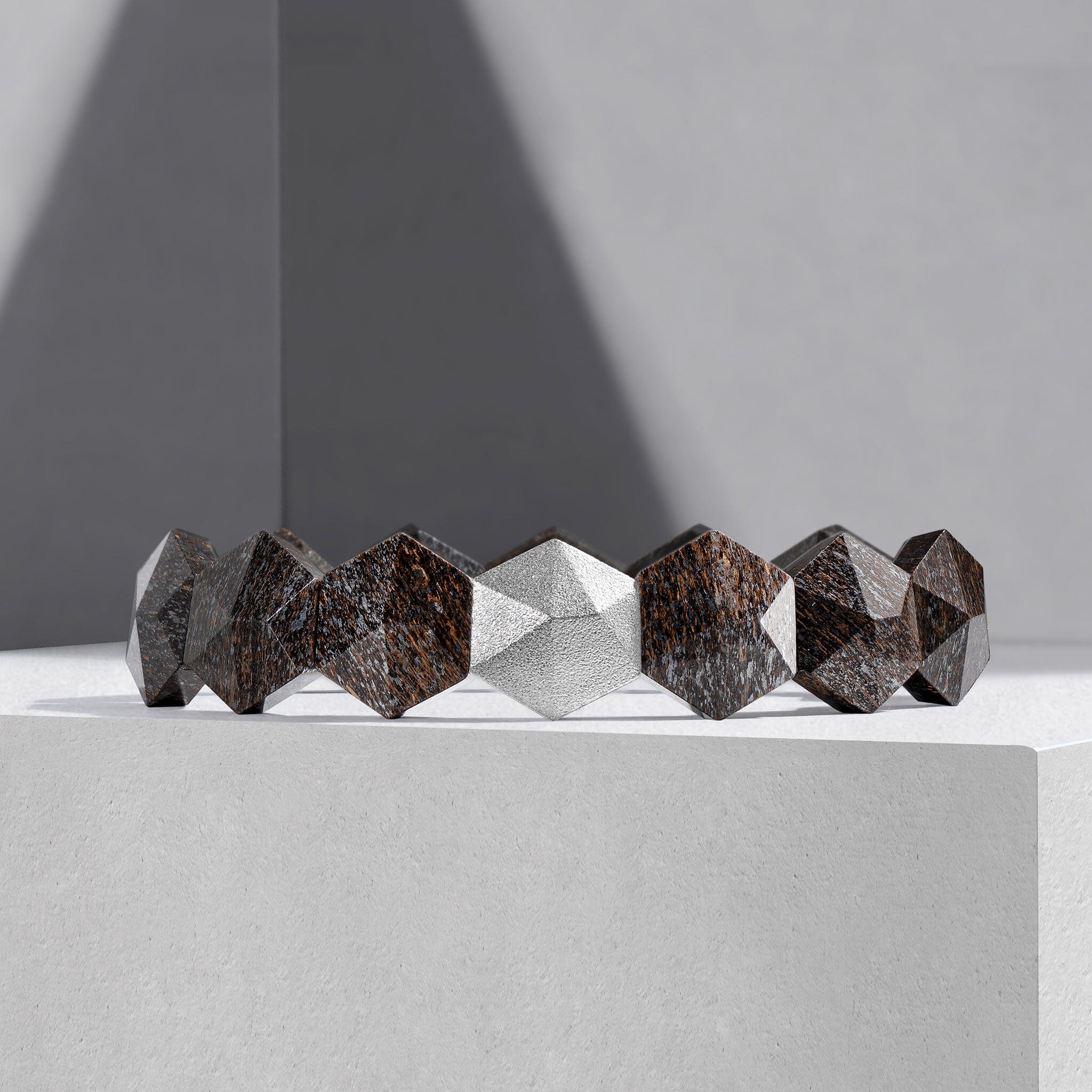 Men's Hexagonal Beaded Bracelet with Bronzite Bracelets WAA FASHION GROUP 