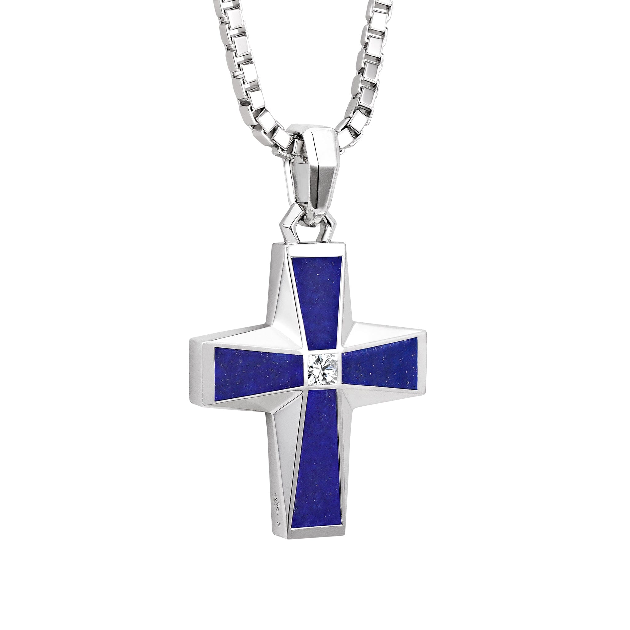 Men's Klein Blue Cross Necklace with Lapis Lazuli Necklaces WAA FASHION GROUP 