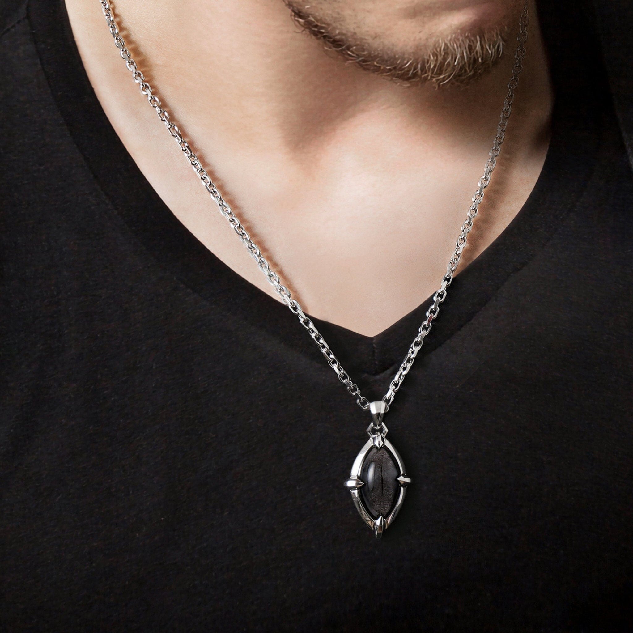 Men's Necklace of Vision with Silver Obsidian Necklaces WAA FASHION GROUP 