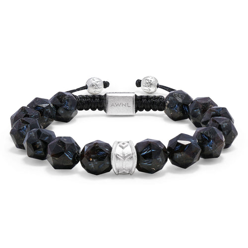 Men's Nuummite Beaded Bracelet with Healing Runes Charm Bracelets WAA FASHION GROUP 