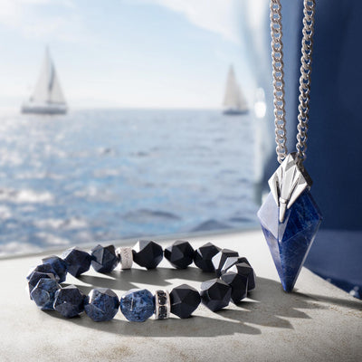Men's Poseidon Trident Necklace with Sodalite Necklaces WAA FASHION GROUP 