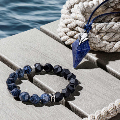 Men's Poseidon Trident Necklace with Sodalite Necklaces WAA FASHION GROUP 