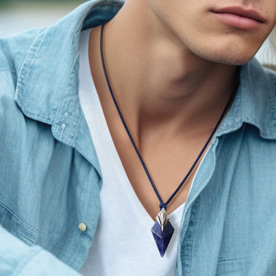 Men's Poseidon Trident Necklace with Sodalite Necklaces WAA FASHION GROUP 