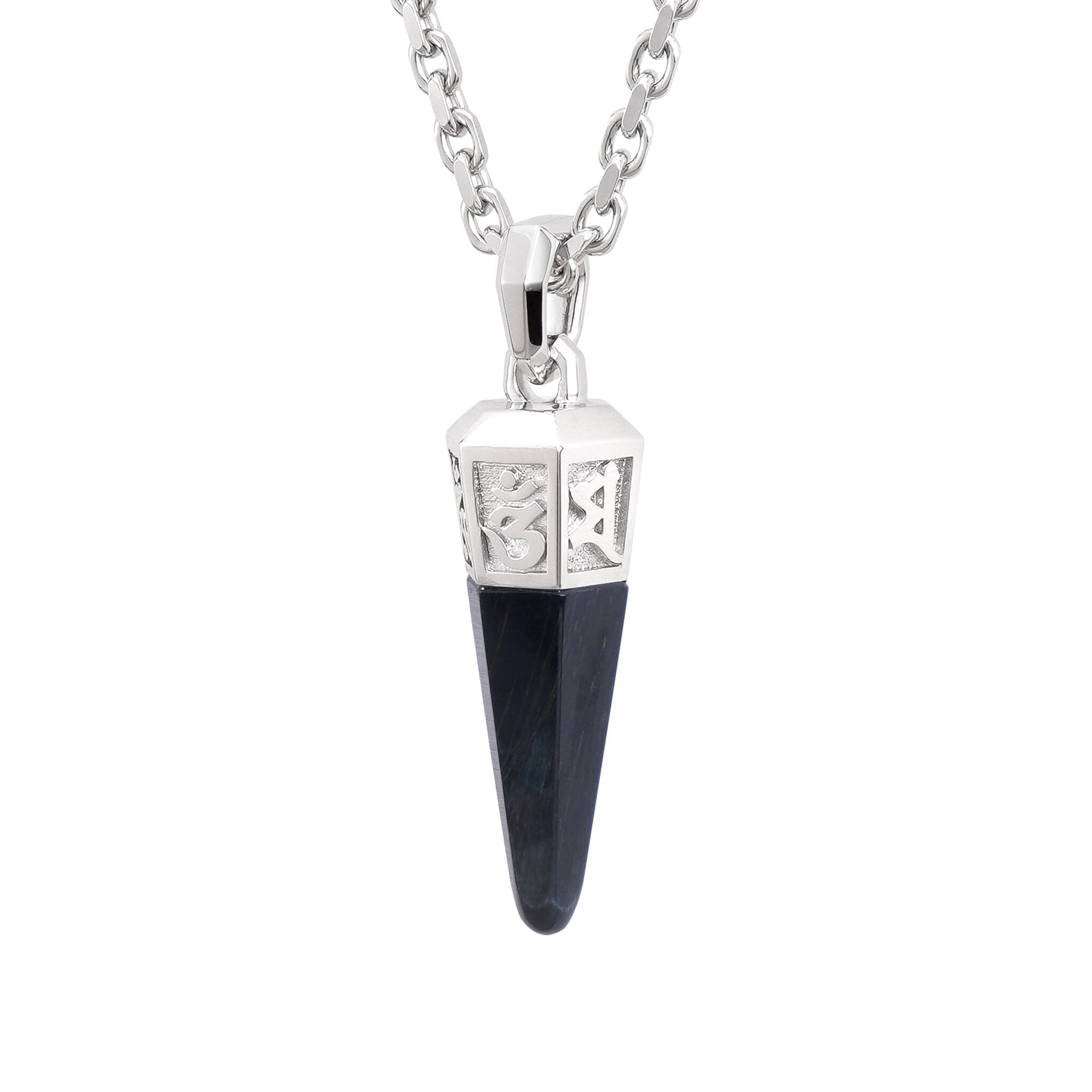 Men's Powerful Sanskrit Mantra Necklace with Hawk Eye Necklaces WAA FASHION GROUP 