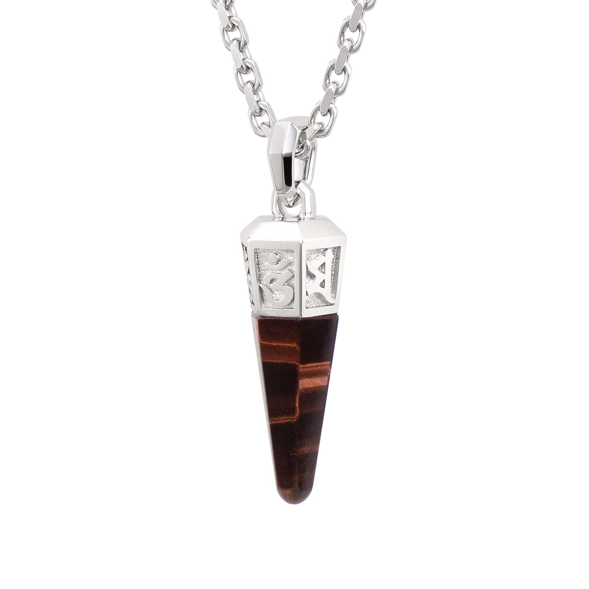 Men's Powerful Sanskrit Mantra Necklace with Red Tiger Eye Necklaces WAA FASHION GROUP 