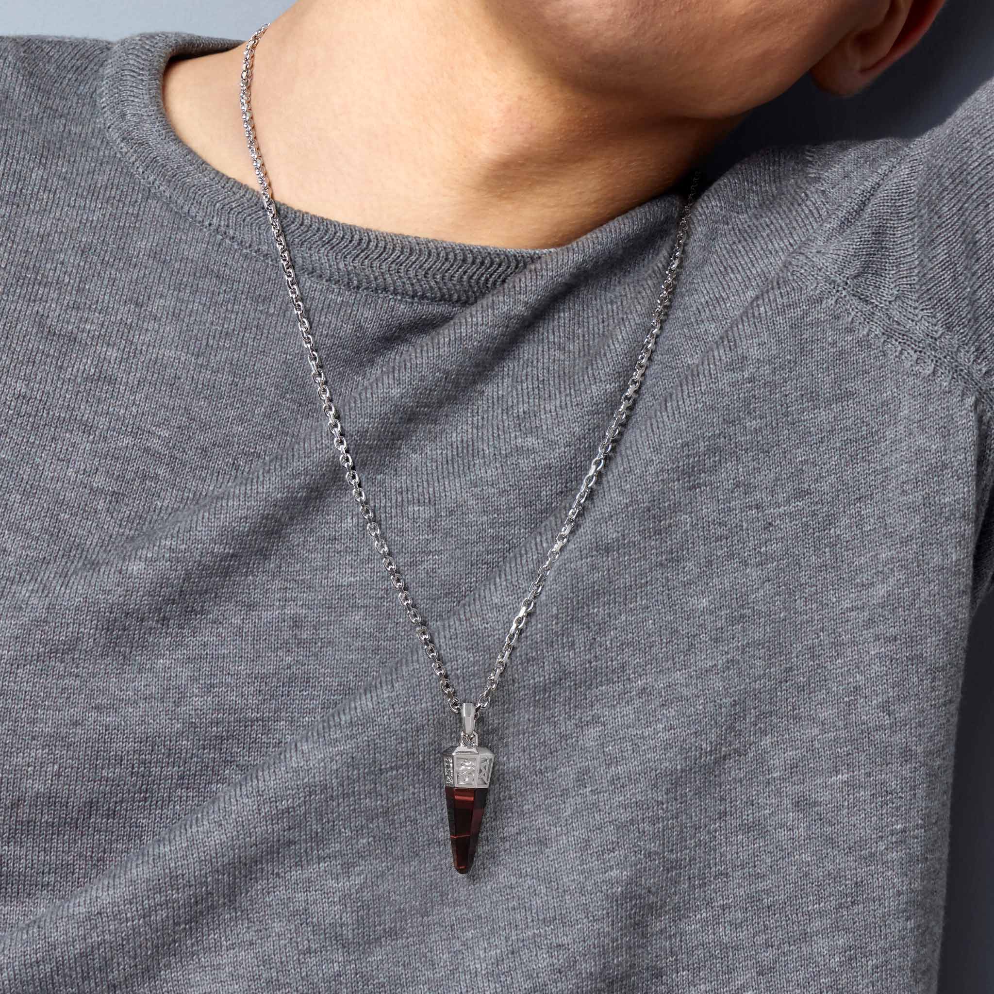 Men's Powerful Sanskrit Mantra Necklace with Red Tiger Eye Necklaces WAA FASHION GROUP 