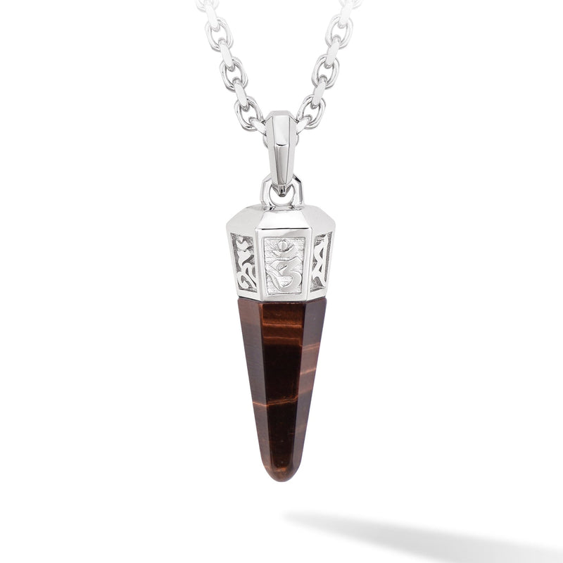Red Tiger Eye Sanskrit Mantra Necklace